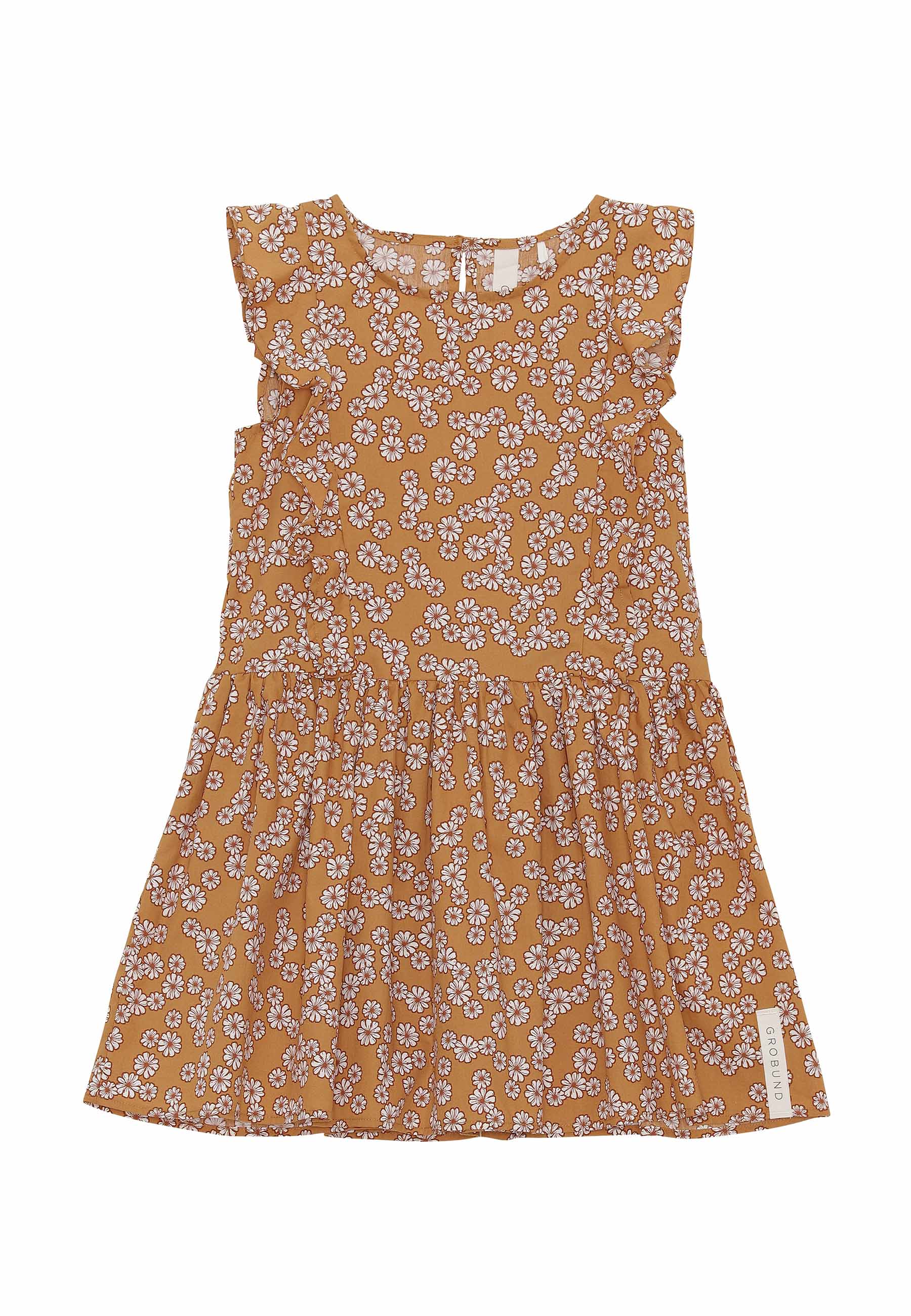 GROBUND Caroline kjolen mini - den i gurkemeje med blomster