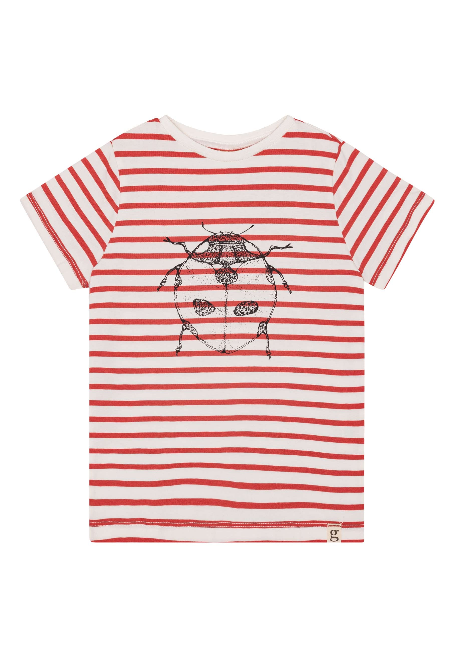 GROBUND Chris t-shirten mini - den med ribsrøde striber og mariehøne