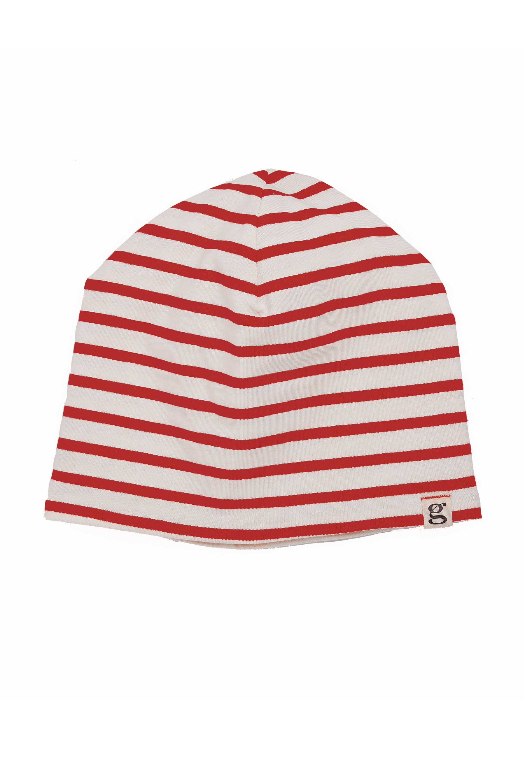 GROBUND Crisly beanie mini - den med ribsrøde striber