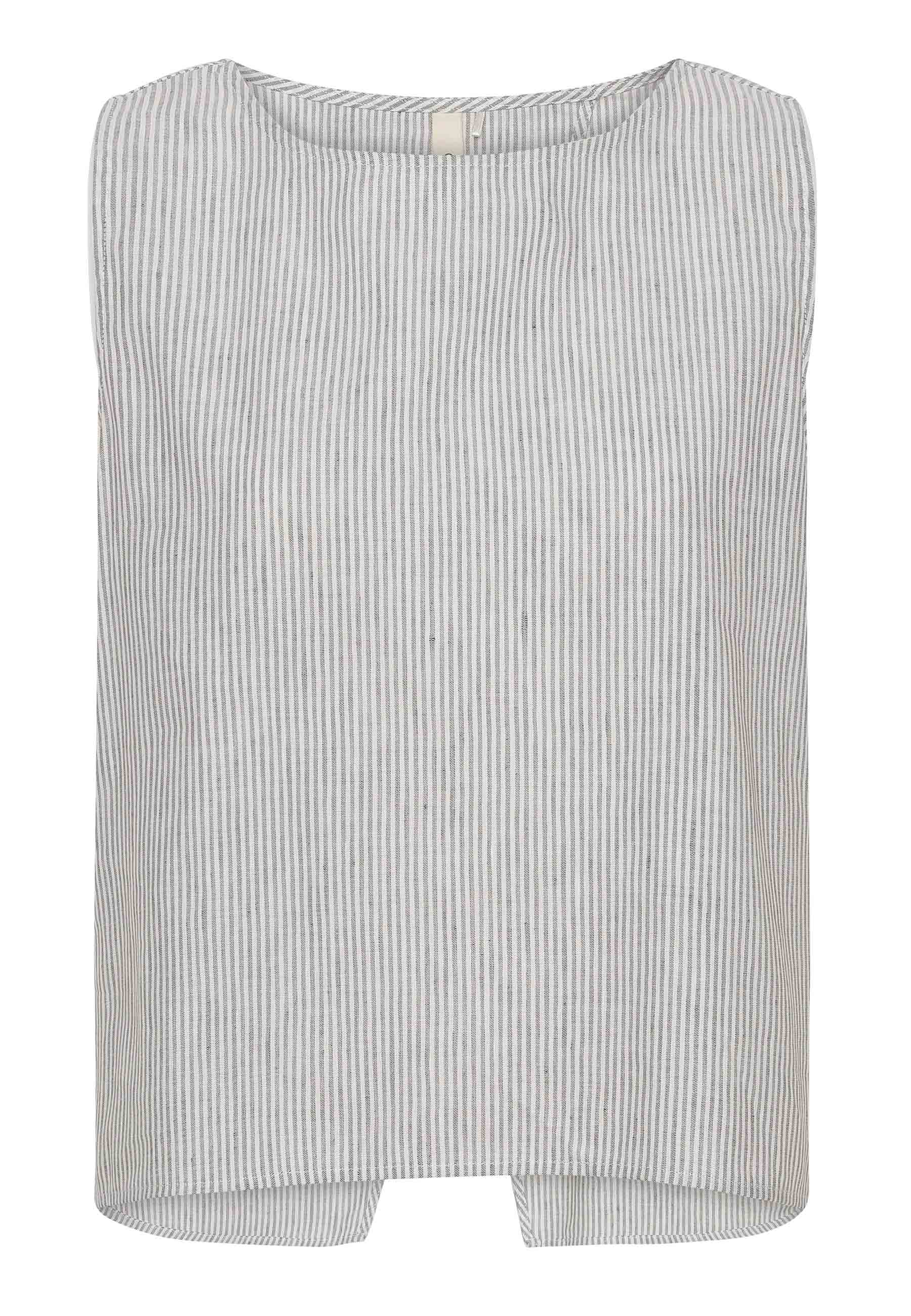 GROBUND Neel blusen - uden ærmer med striber i hør/bomuld