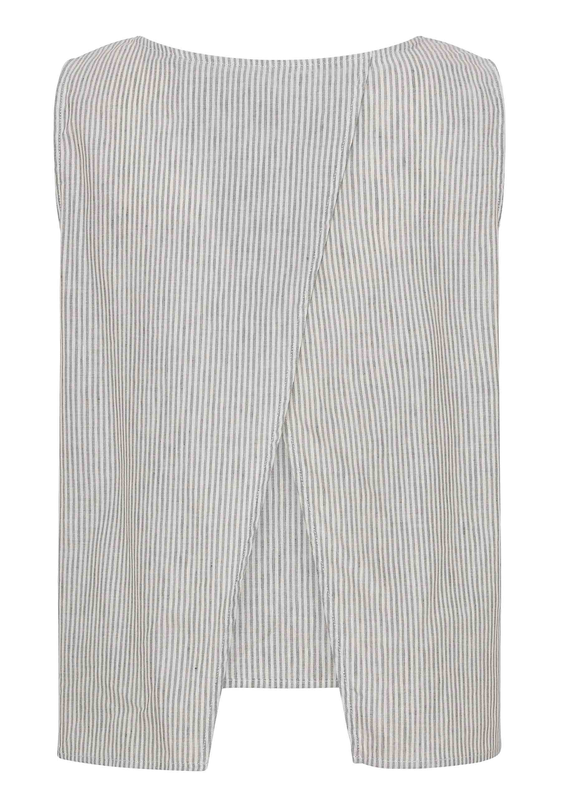 GROBUND Neel blusen - uden ærmer med striber i hør/bomuld