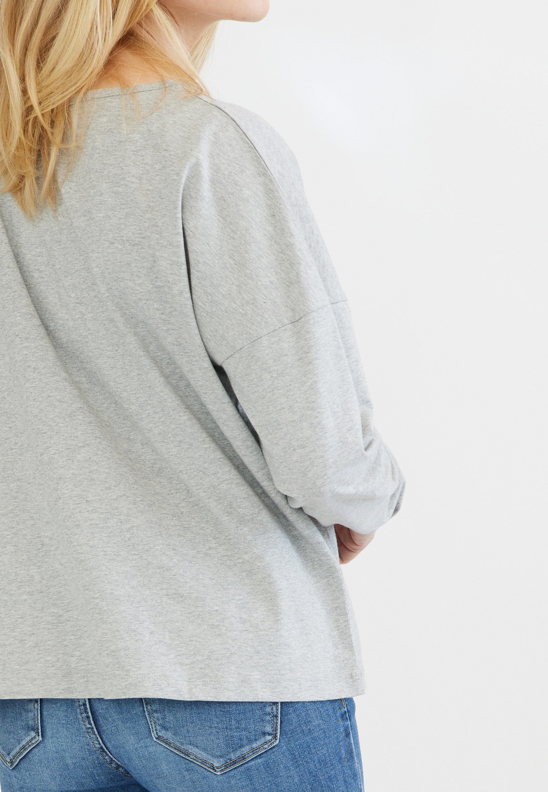 GROBUND Nete blusen - den med lange ærmer i grå melange