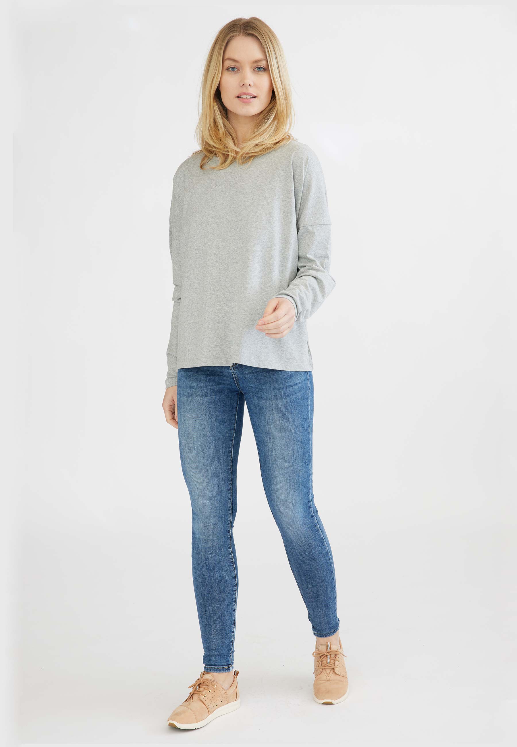 GROBUND Nete blusen - den med lange ærmer i grå melange