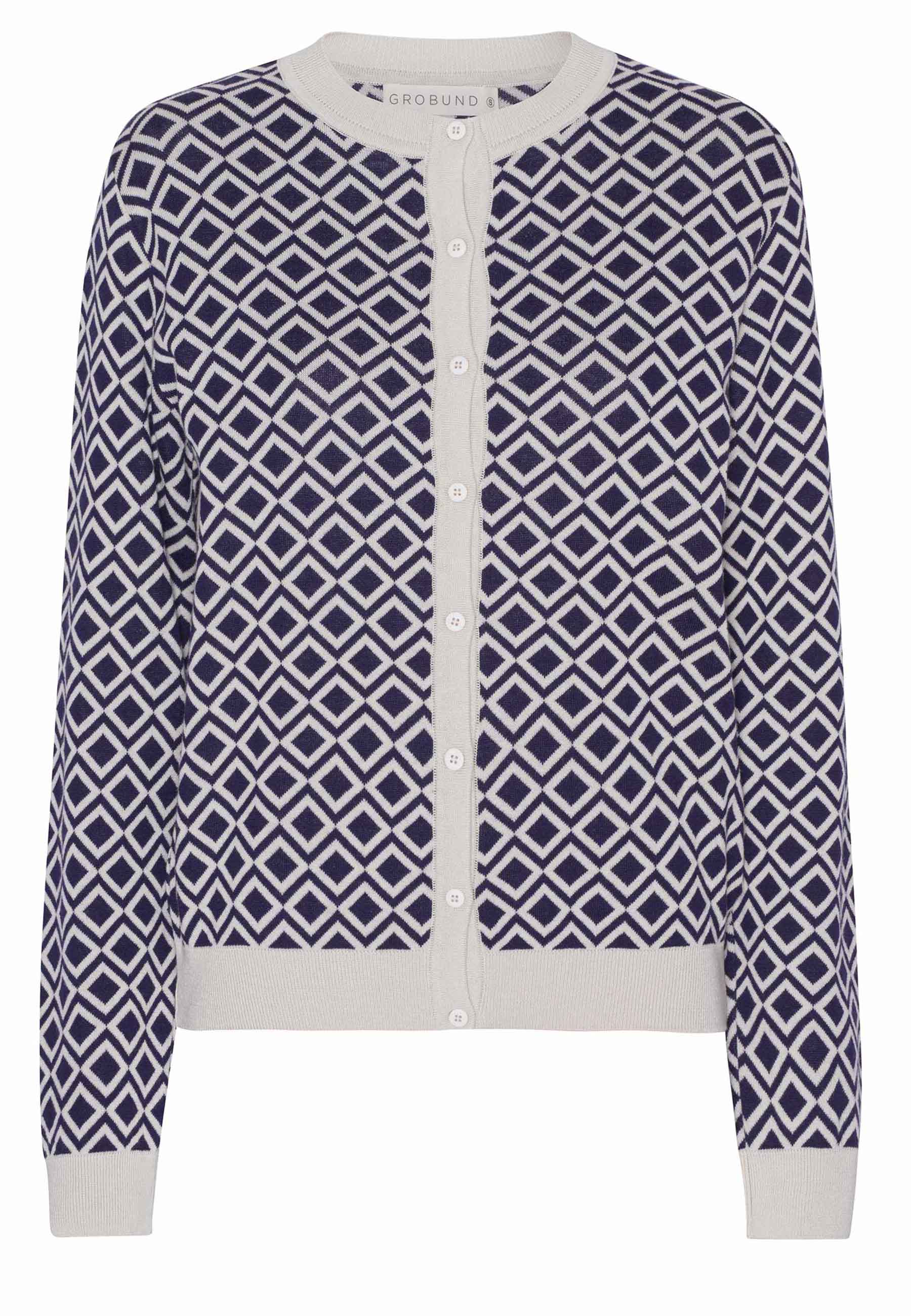 GROBUND Augusta strik cardigan - den med mønster i blå