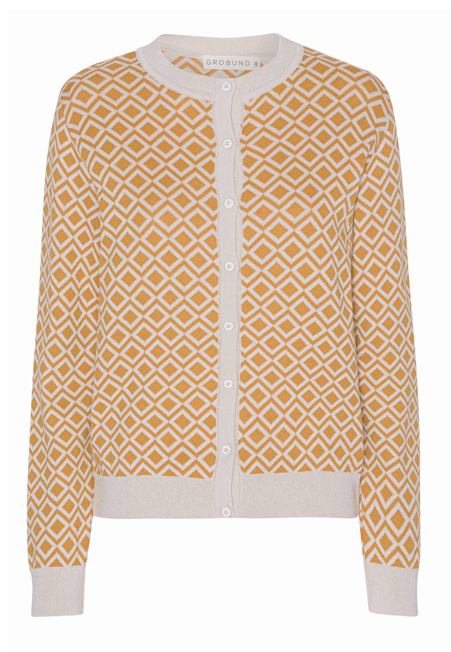GROBUND Augusta strik cardigan - den med mønster i okker