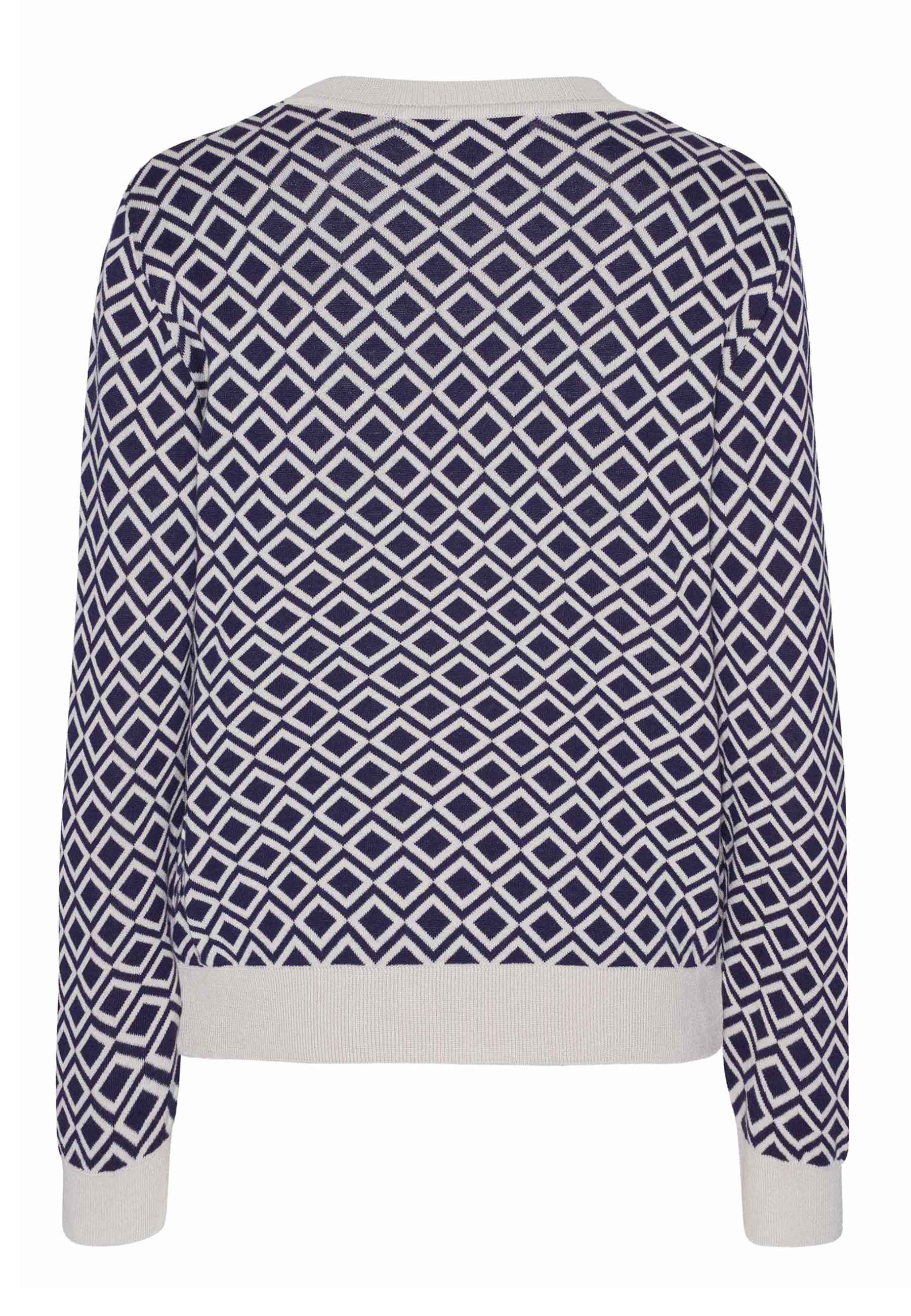 GROBUND Petra strik bluse - den med mønster i blå