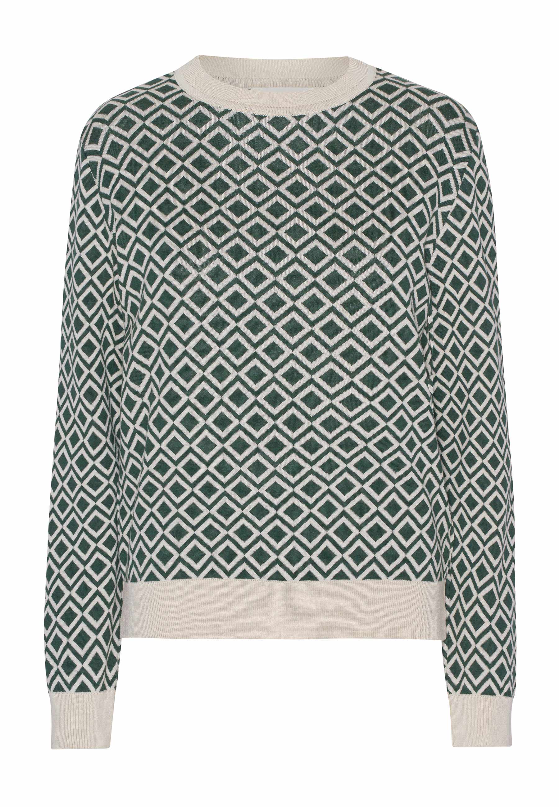 GROBUND Petra strik bluse - den med mønster i grøn