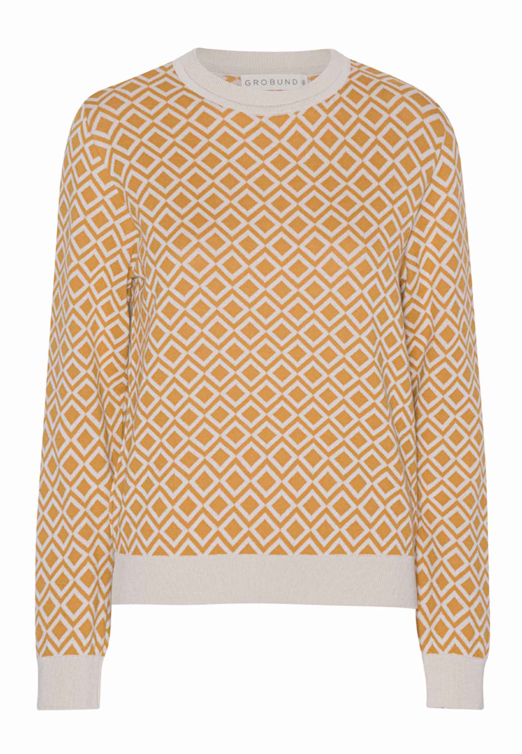 GROBUND Petra strik bluse - den med mønster i okker