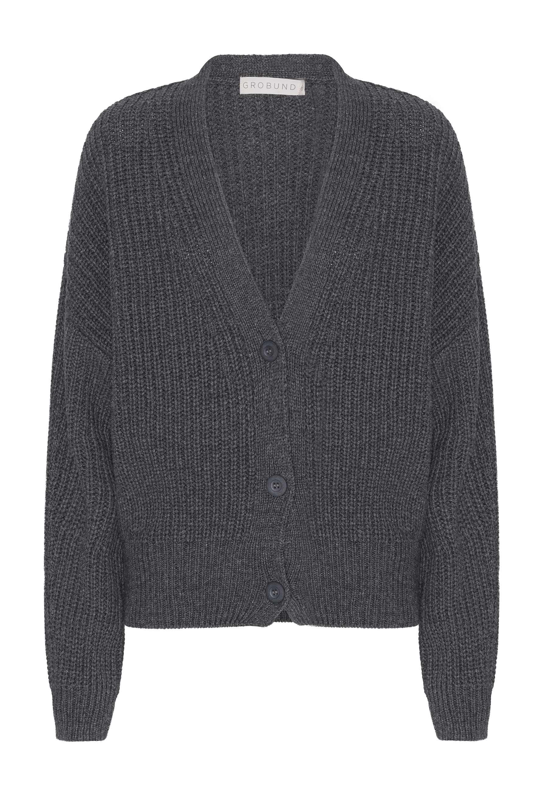 GROBUND Julie strik cardigan - den i grå uld