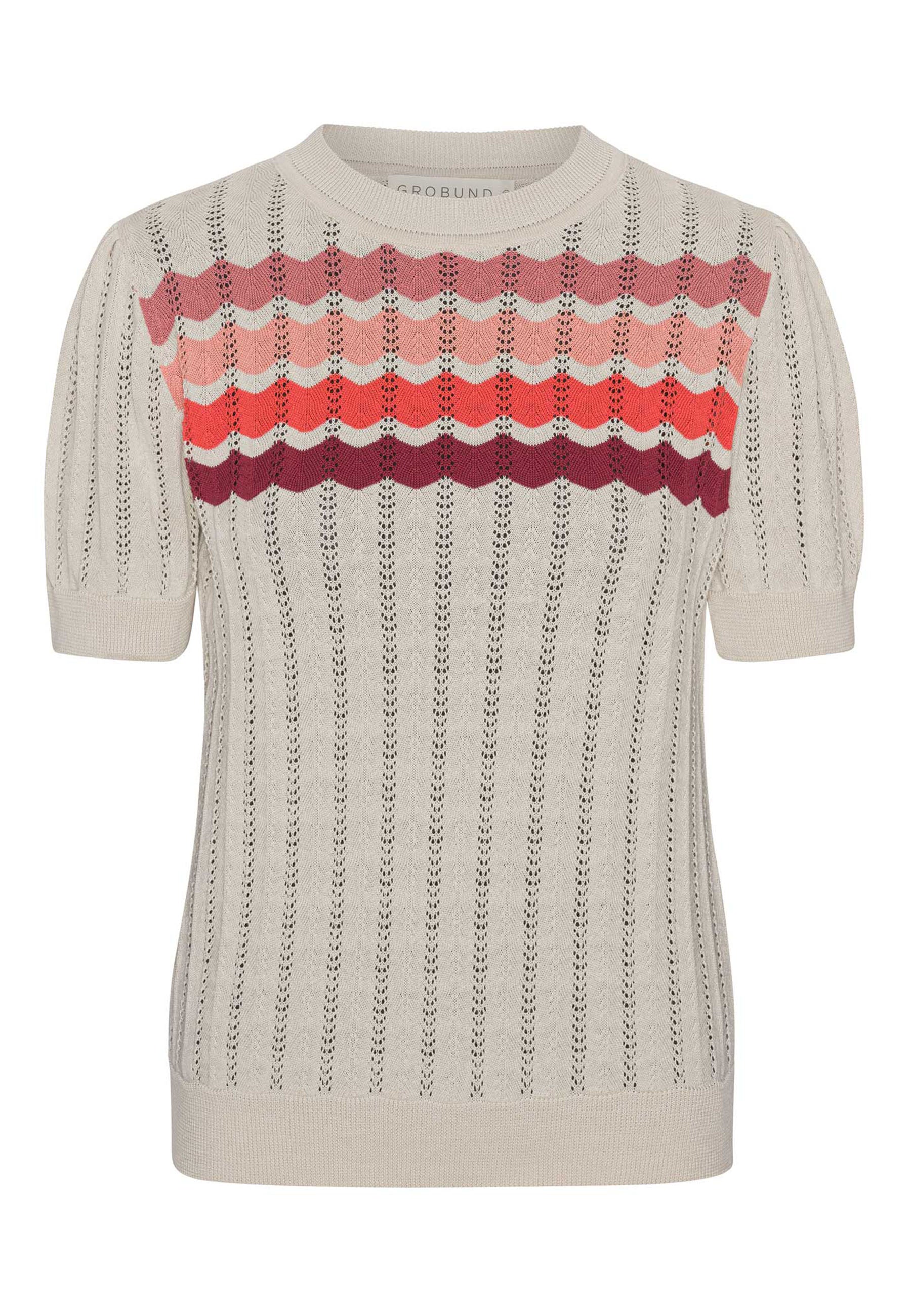 GROBUND Almine tee - den striber i røde farver