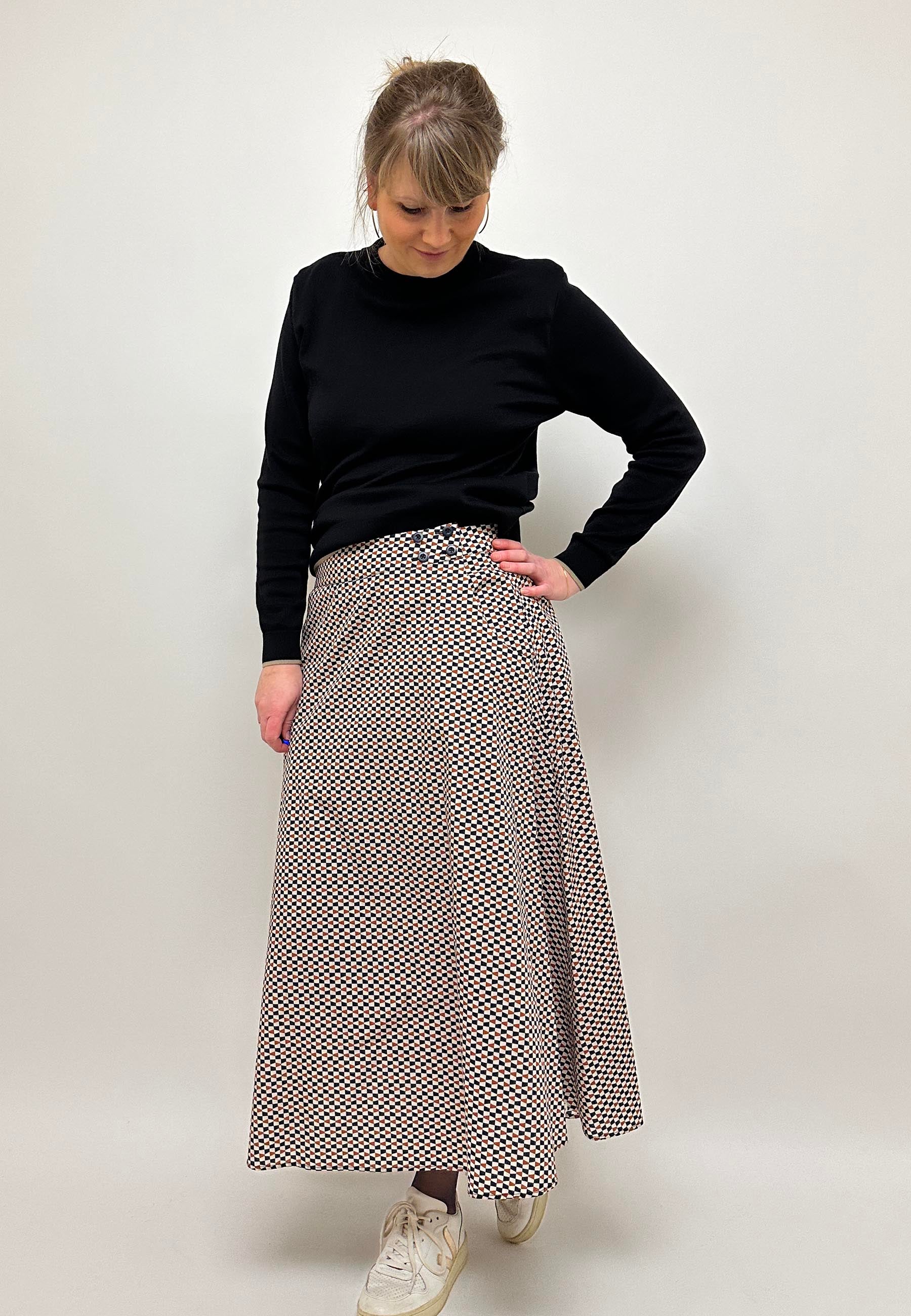 GROBUND Amelie nederdel - den i grafisk mønster