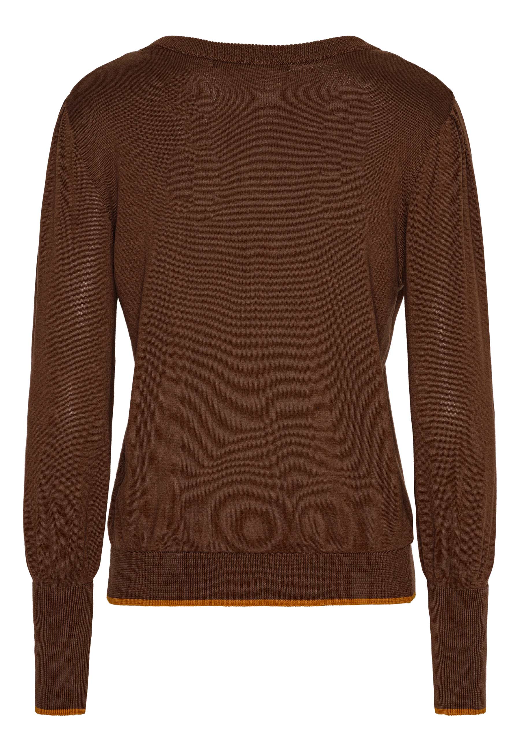 GROBUND Ingeborg strik bluse - den i brun med kontrast kant