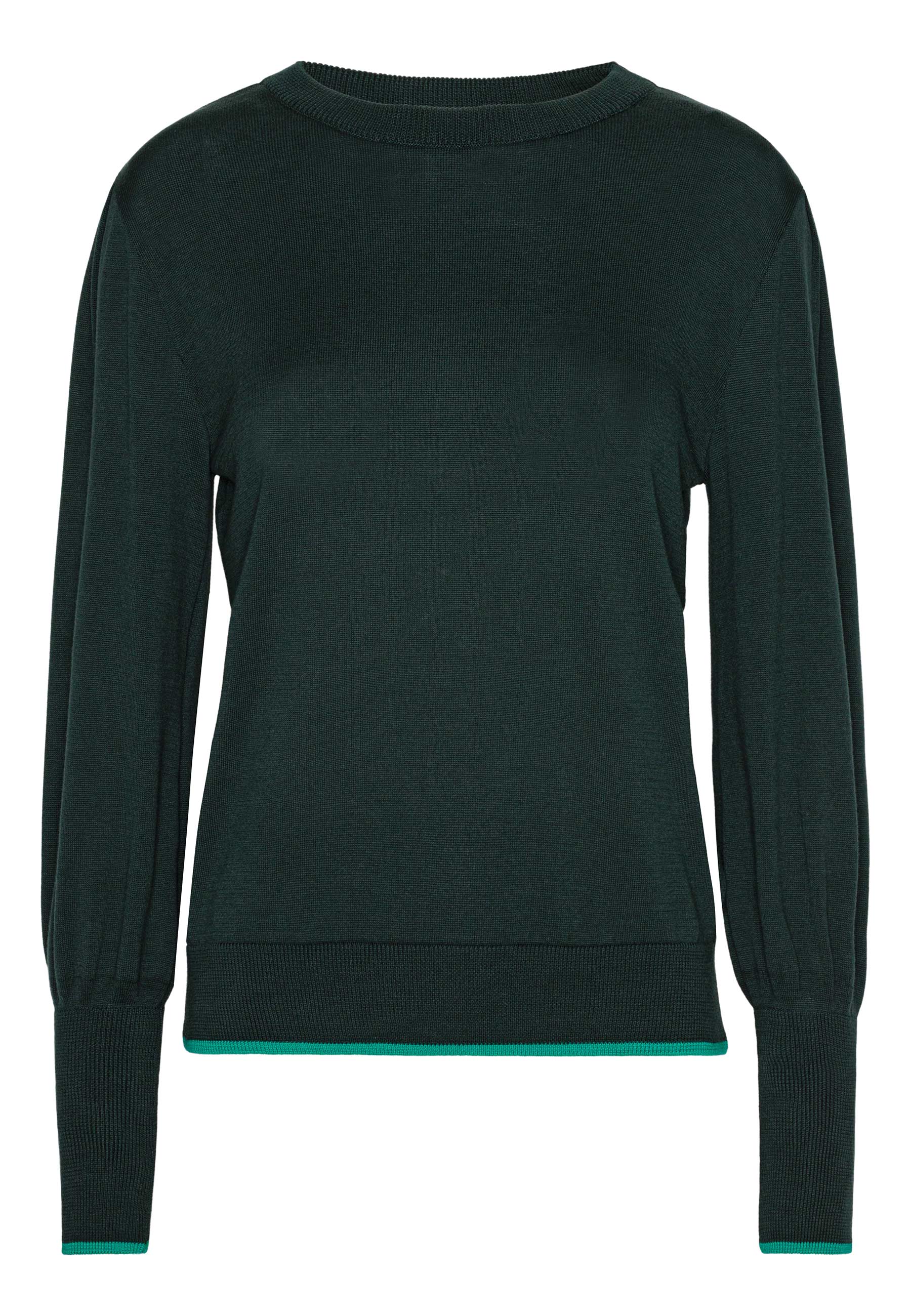 GROBUND Ingeborg strik bluse - den i mørkegrøn med kontrast kant