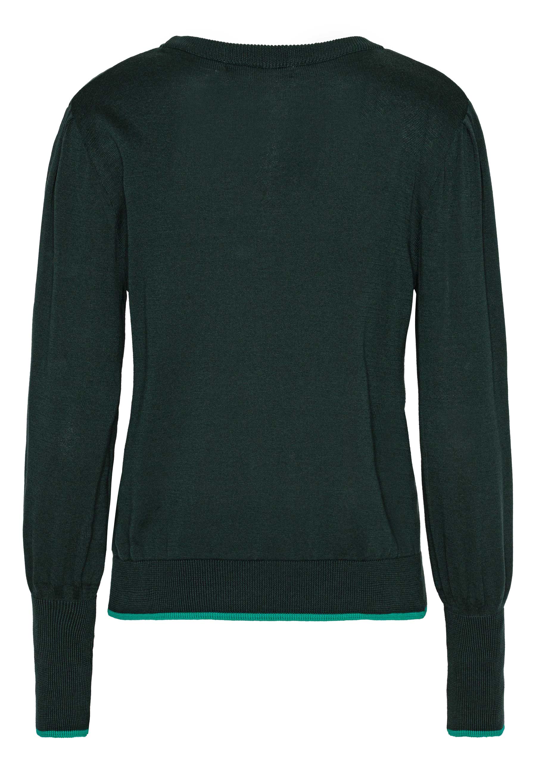 GROBUND Ingeborg strik bluse - den i mørkegrøn med kontrast kant
