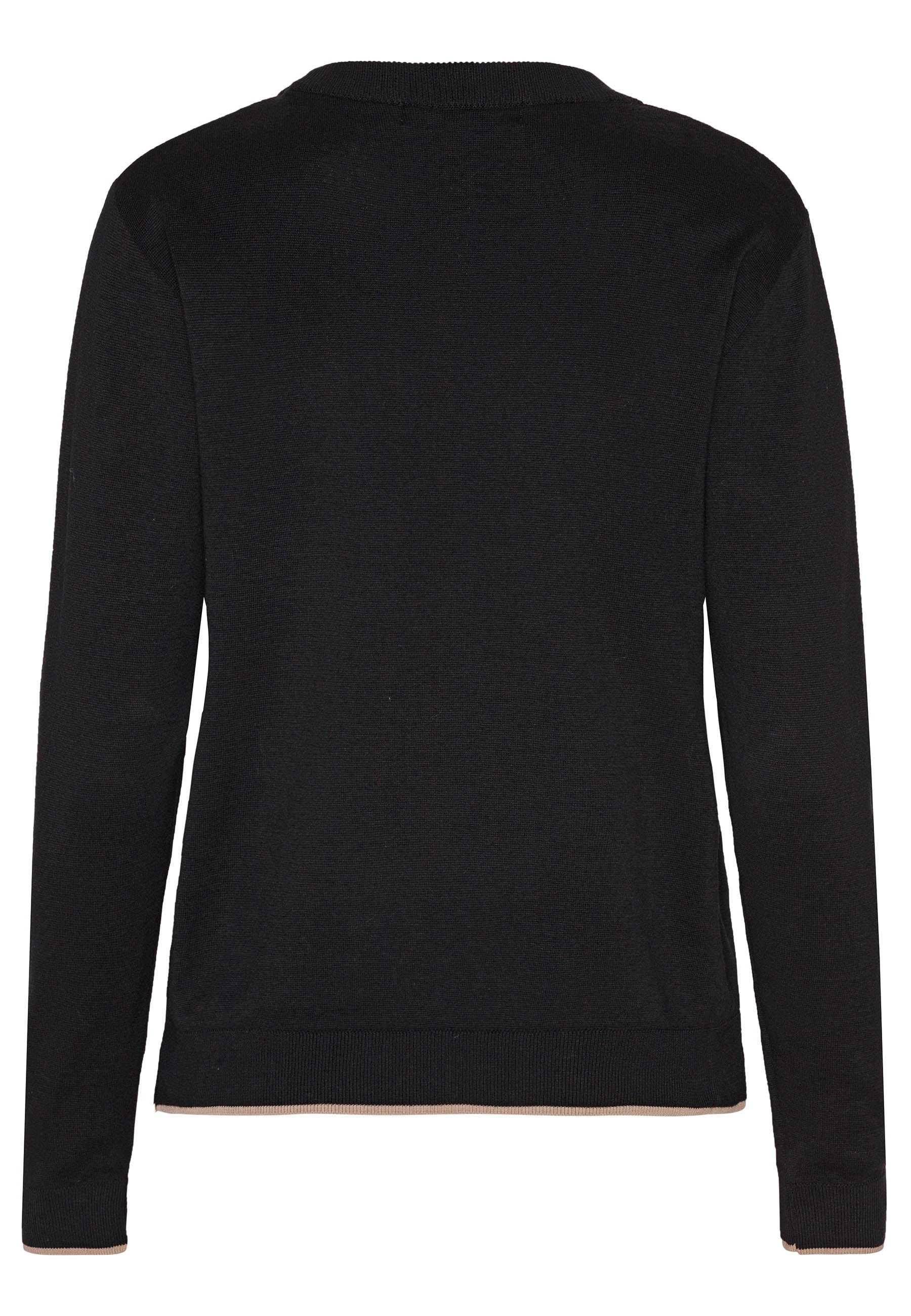 GROBUND Marie strik bluse - den i sort med kontrast kant