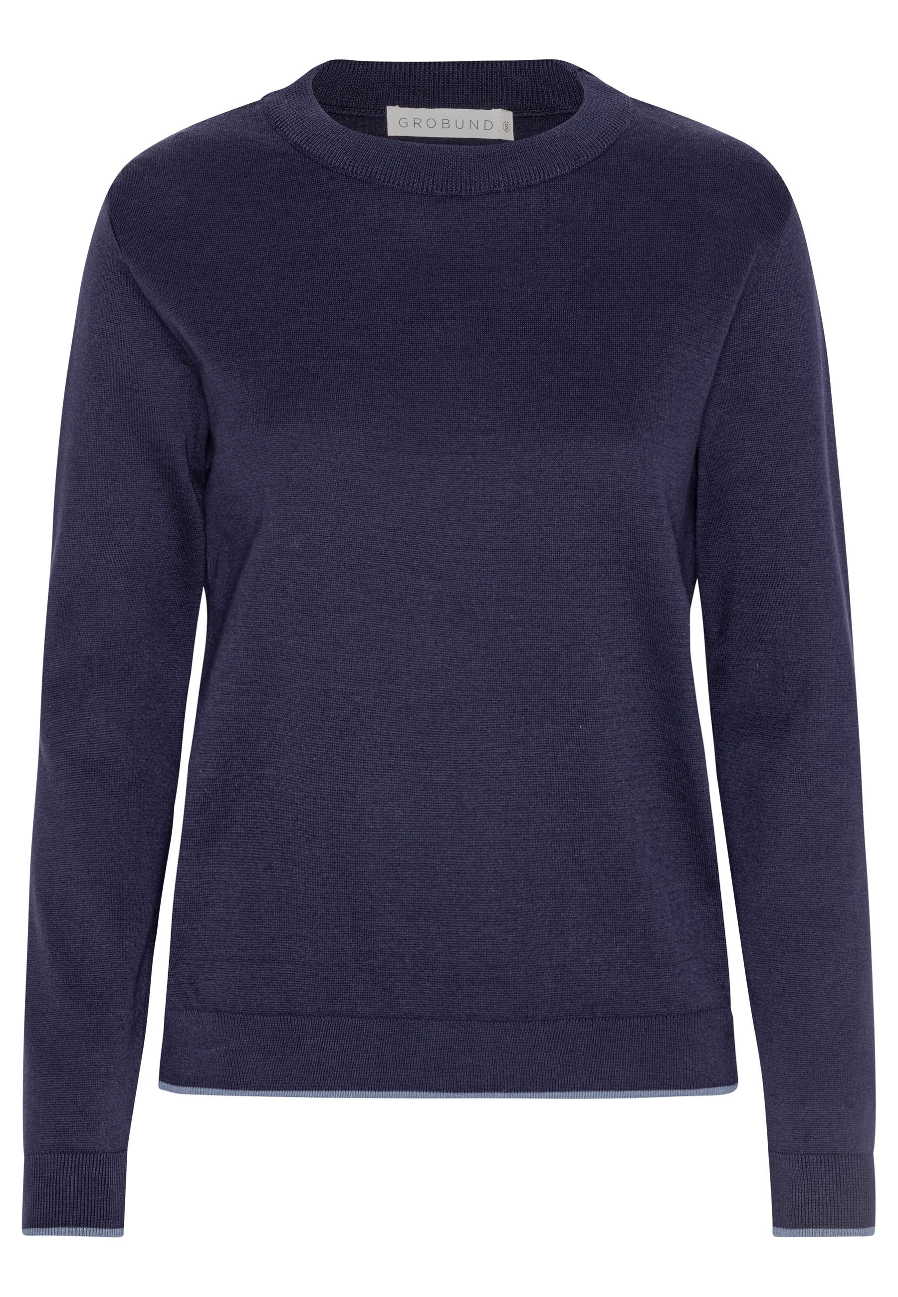 GROBUND Marie strik bluse - den i mørkeblå med kontrast kant