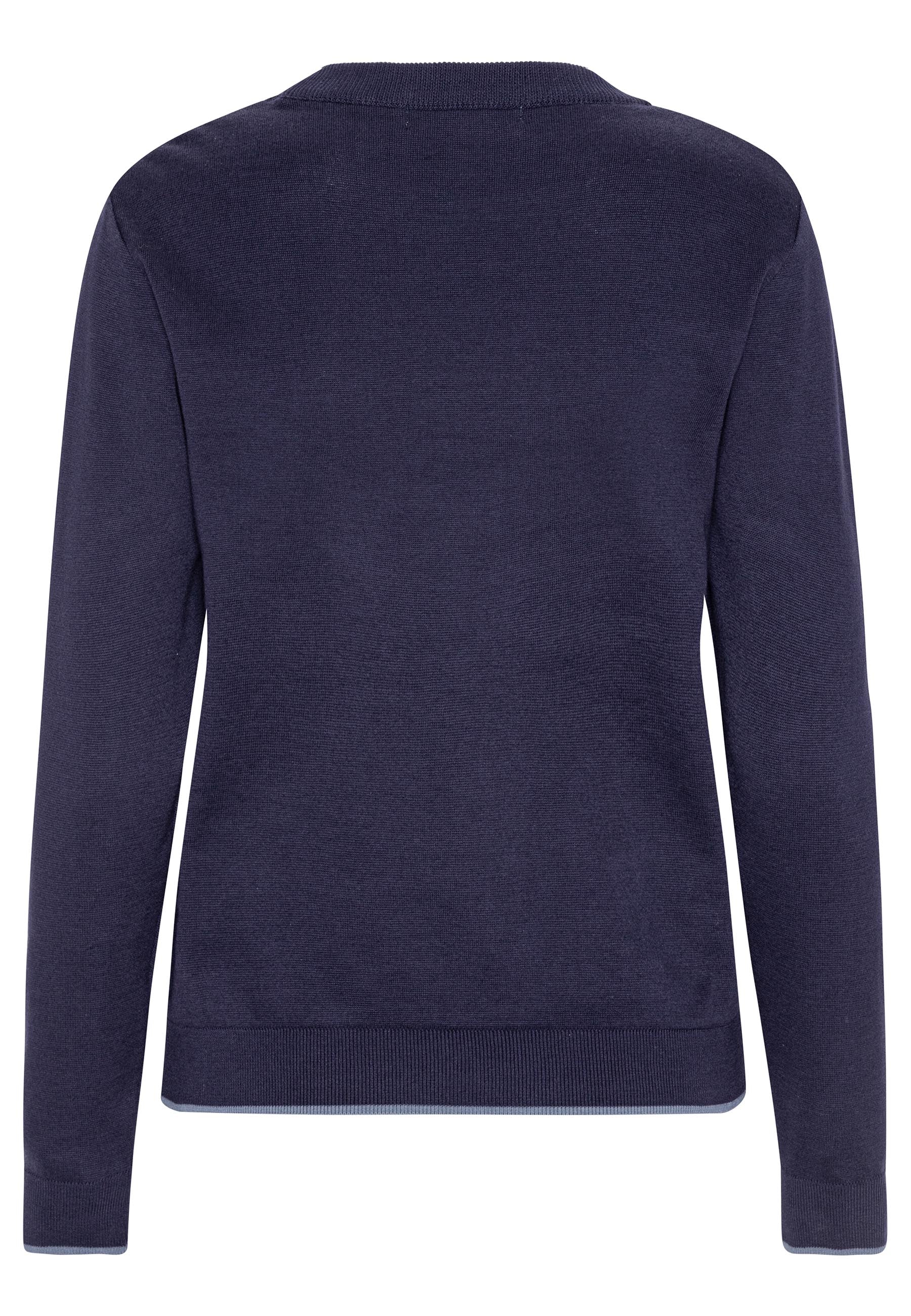 GROBUND Marie strik bluse - den i mørkeblå med kontrast kant