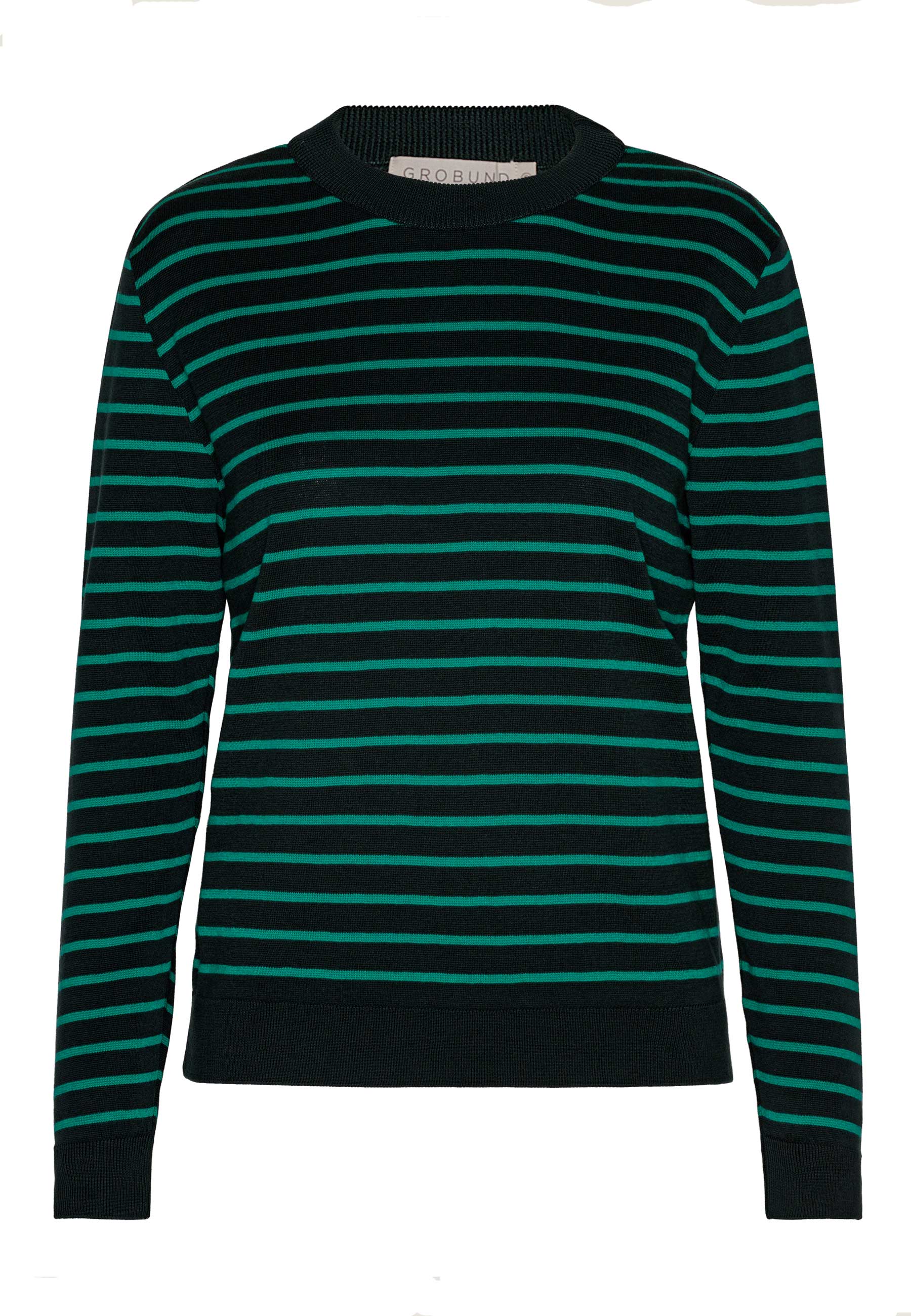 GROBUND Marie strik bluse - den i mørkegrøn med striber