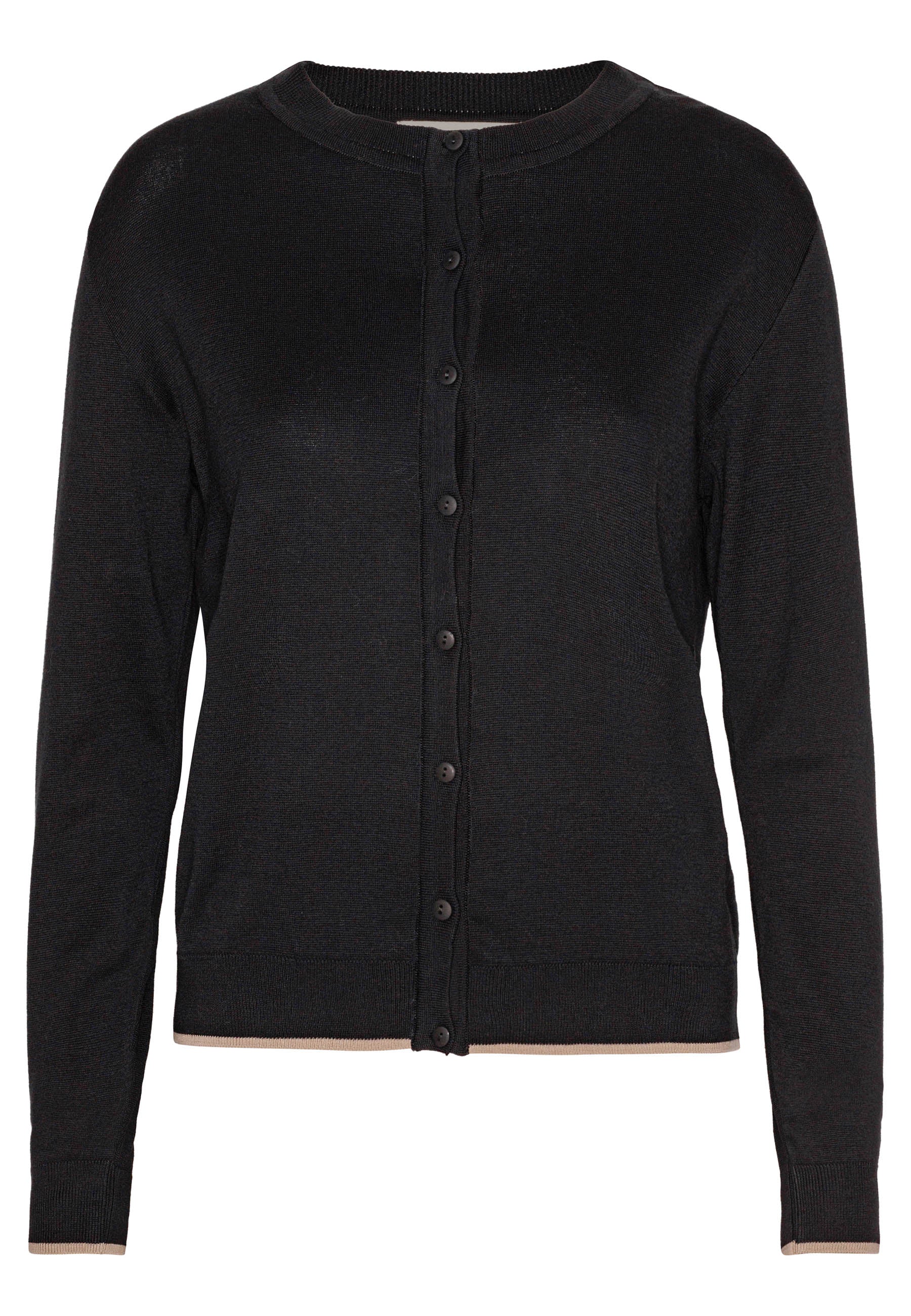 GROBUND Rine strik cardigan - den i sort med kontrast kant