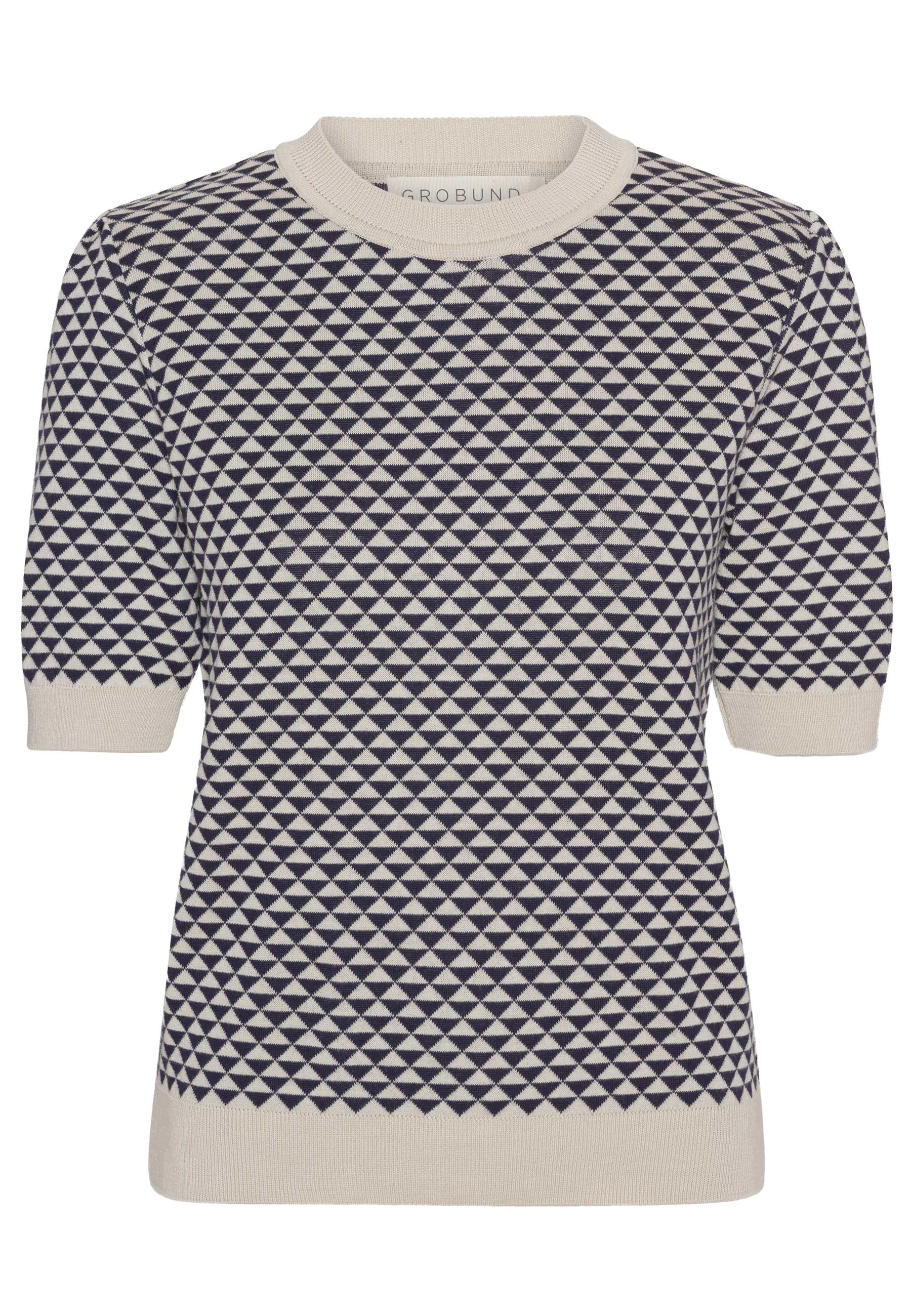 GROBUND Alva tee - med navy blå trekanter