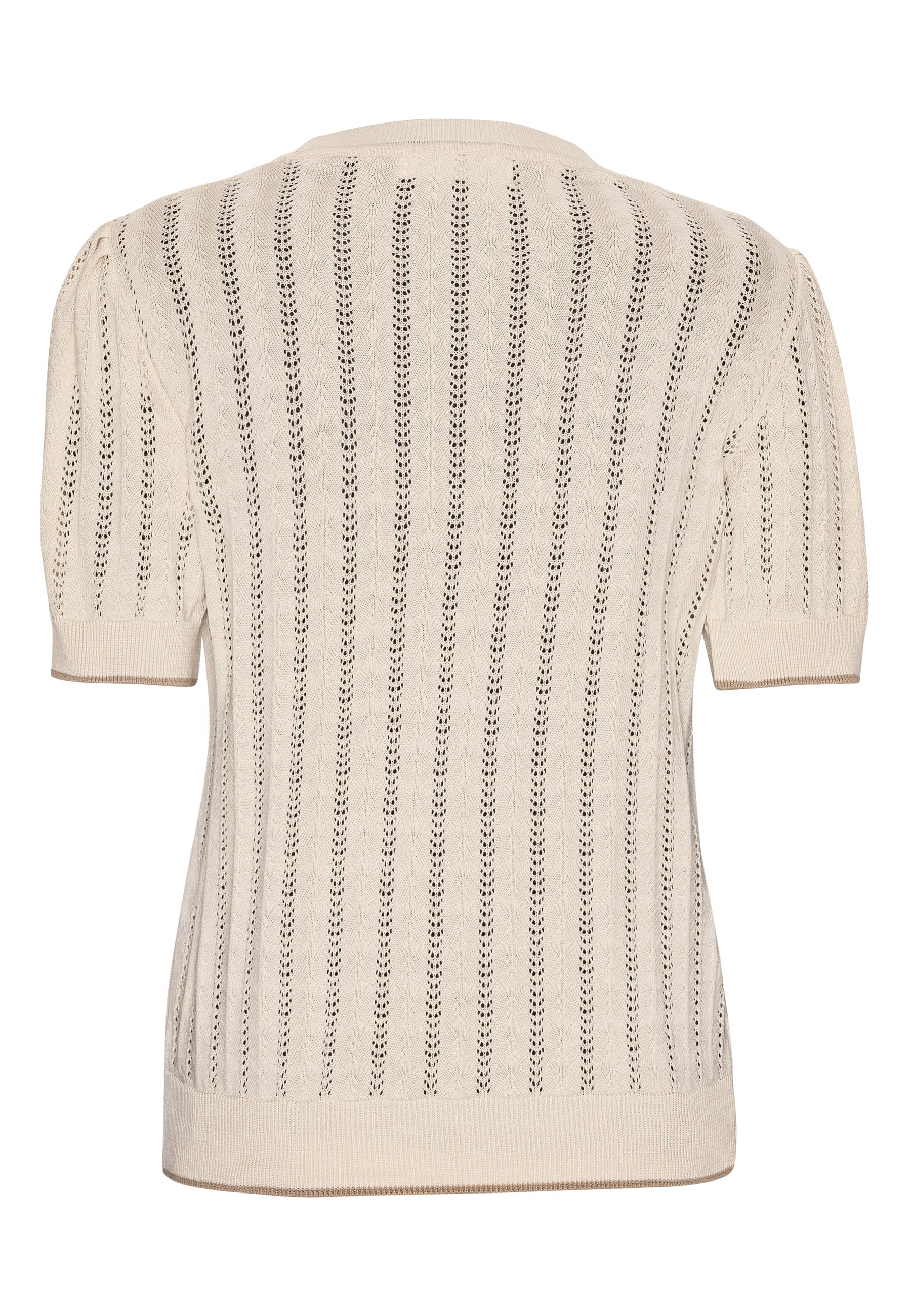 GROBUND Almine tee - den i beige med kontrastkant