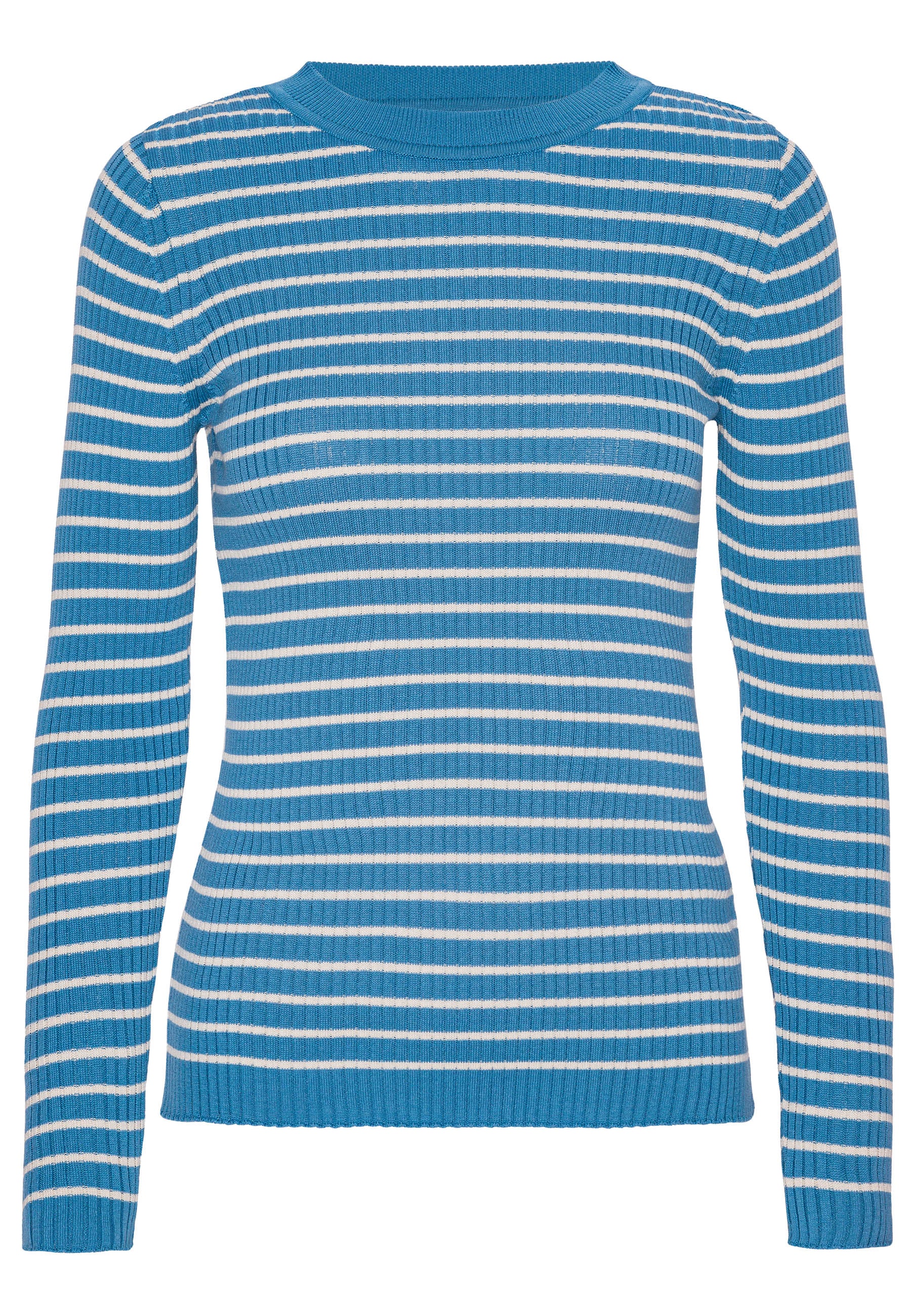 GROBUND Hanna rib strik - den i himmelblå med striber
