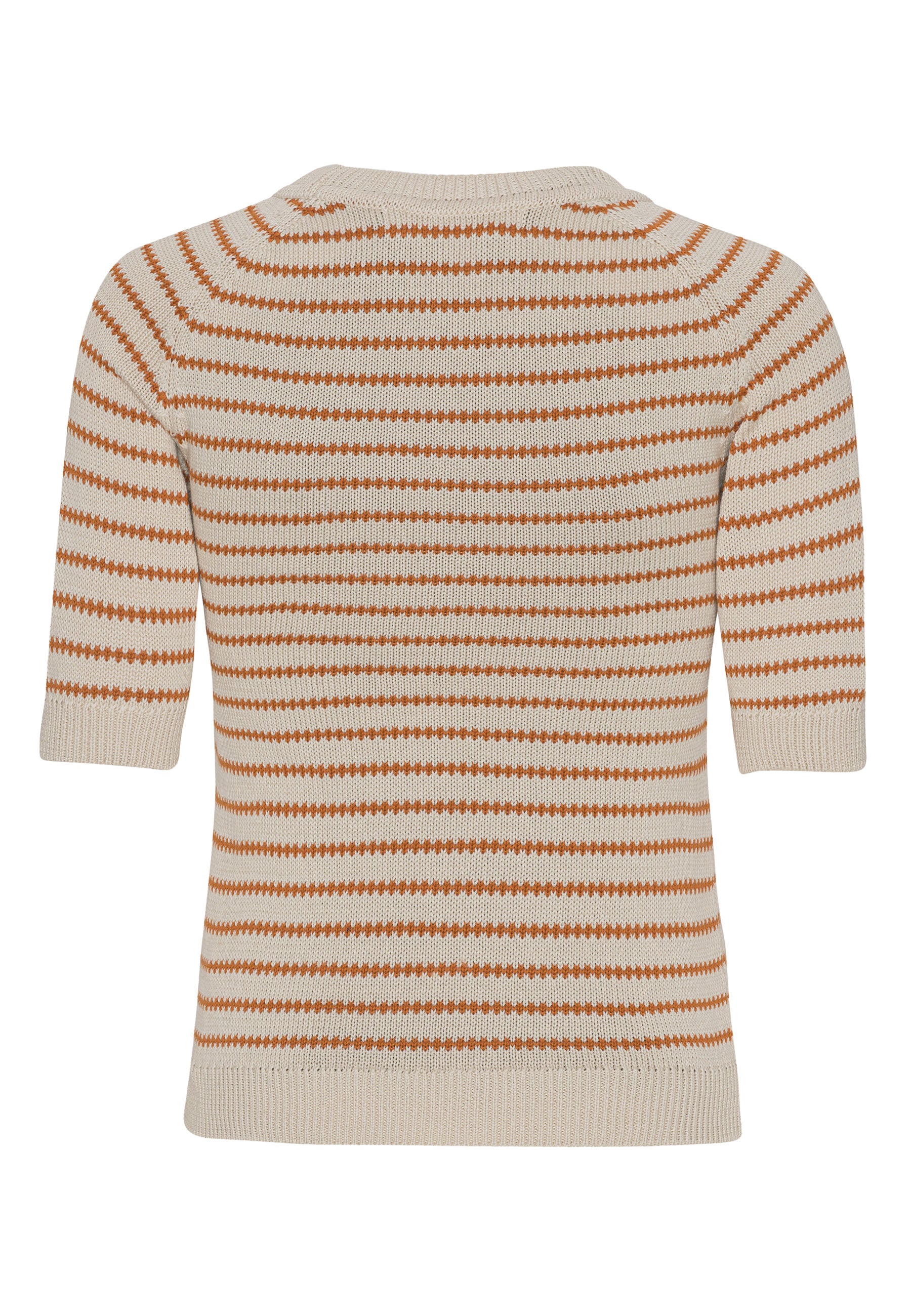 GROBUND Ida strik tee - den med striber i karamelfarve