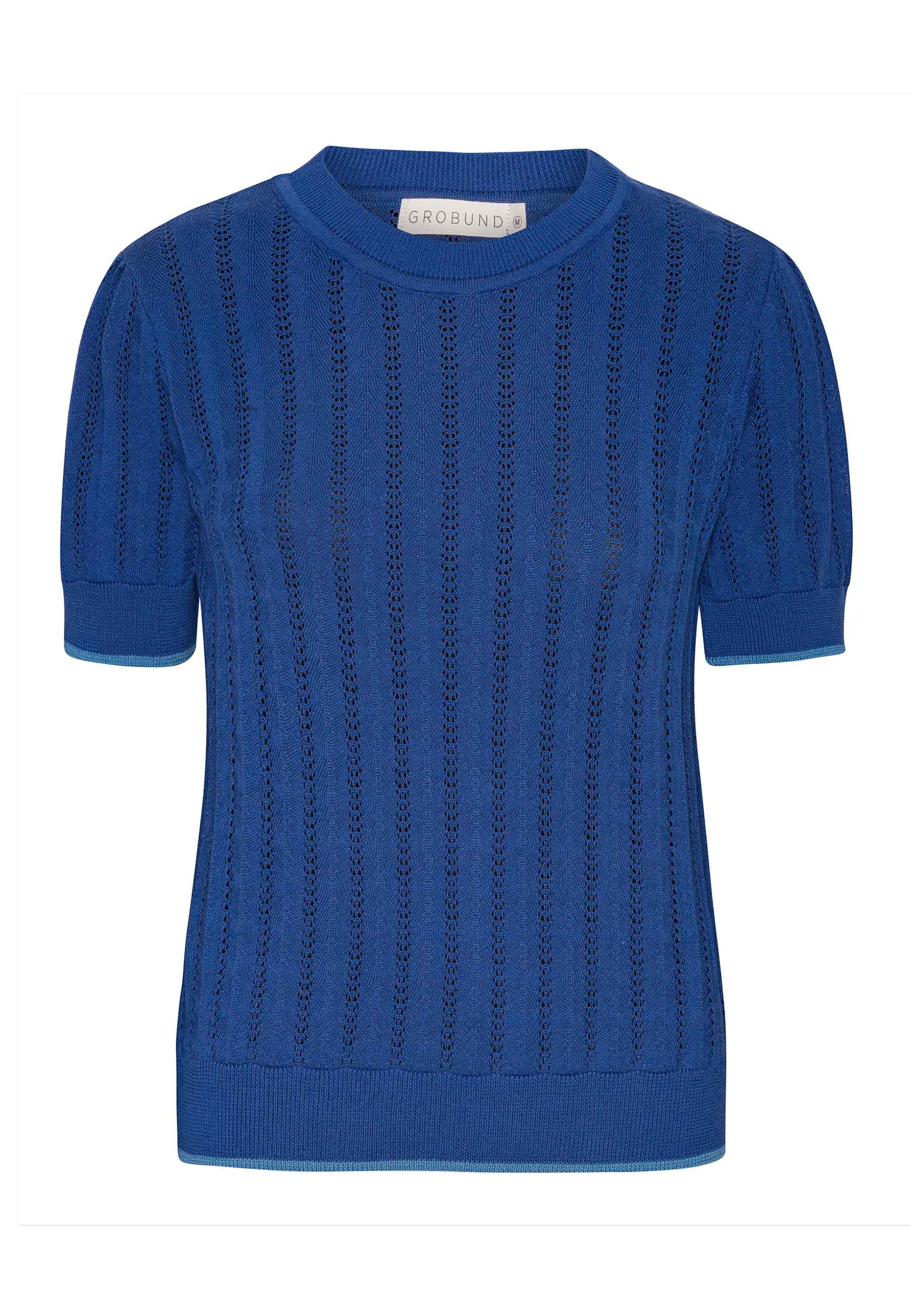 GROBUND Almine tee - den i klar blå med kontrastkant