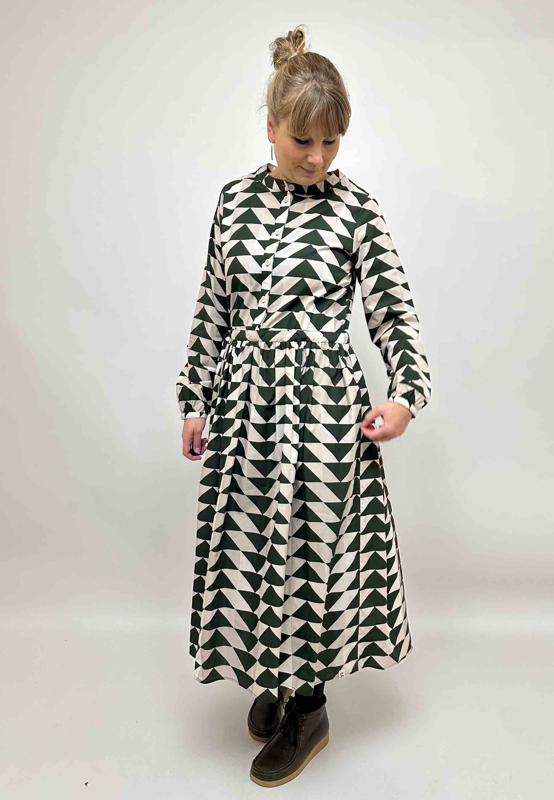 GROBUND Agnete kjolen - den i grønt quilt-mønster