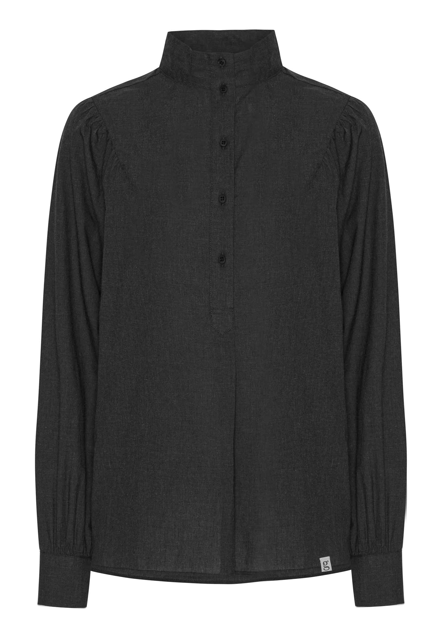 GROBUND Sonja skjorten - den med høj krave i mørkegrå melange