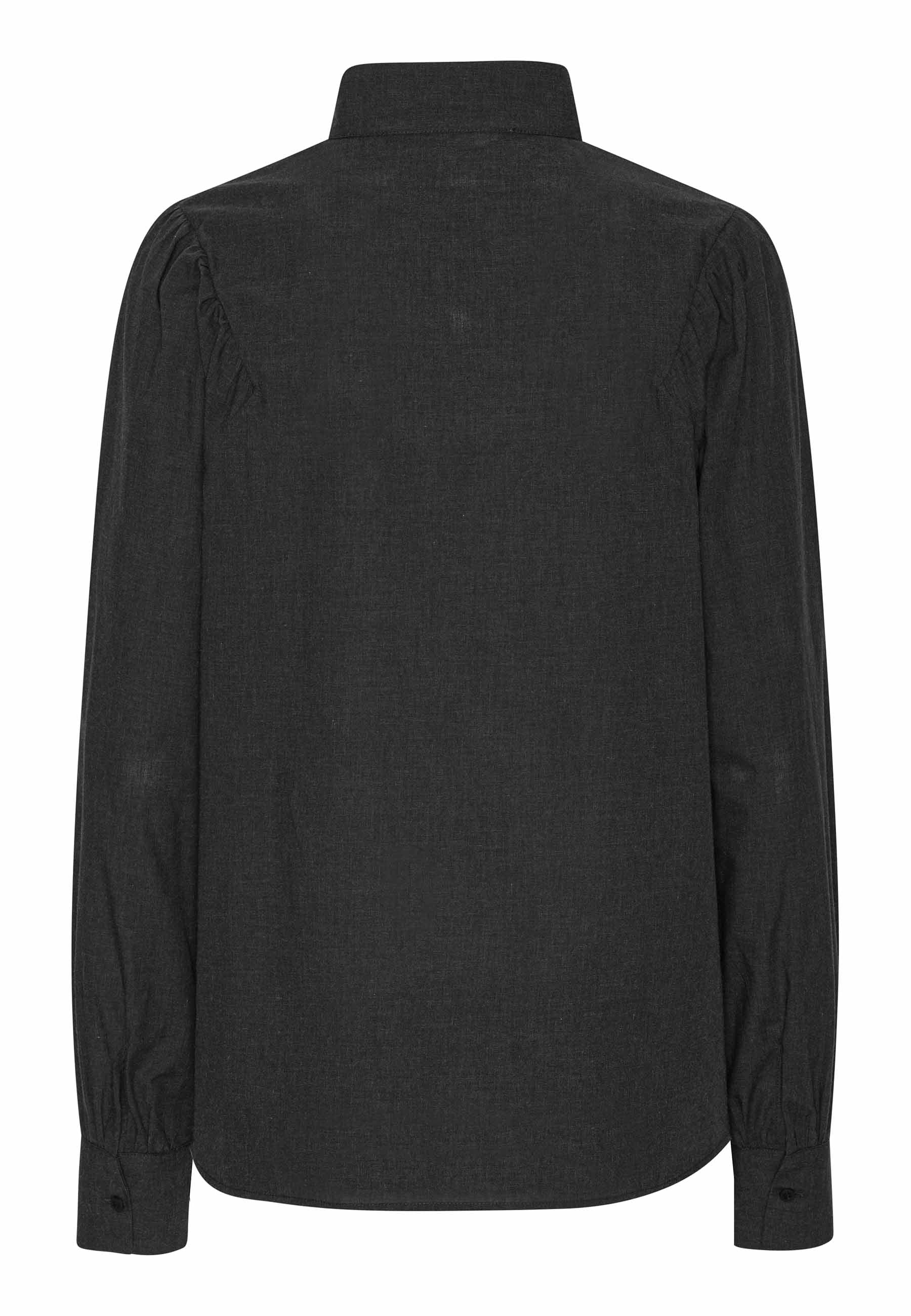 GROBUND Sonja skjorten - den med høj krave i mørkegrå melange