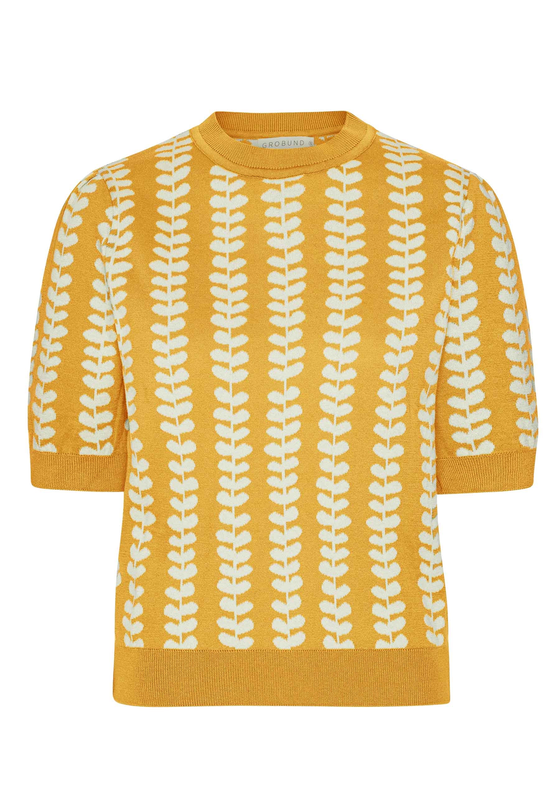 GROBUND Alva tee - den i gurkemeje med blade