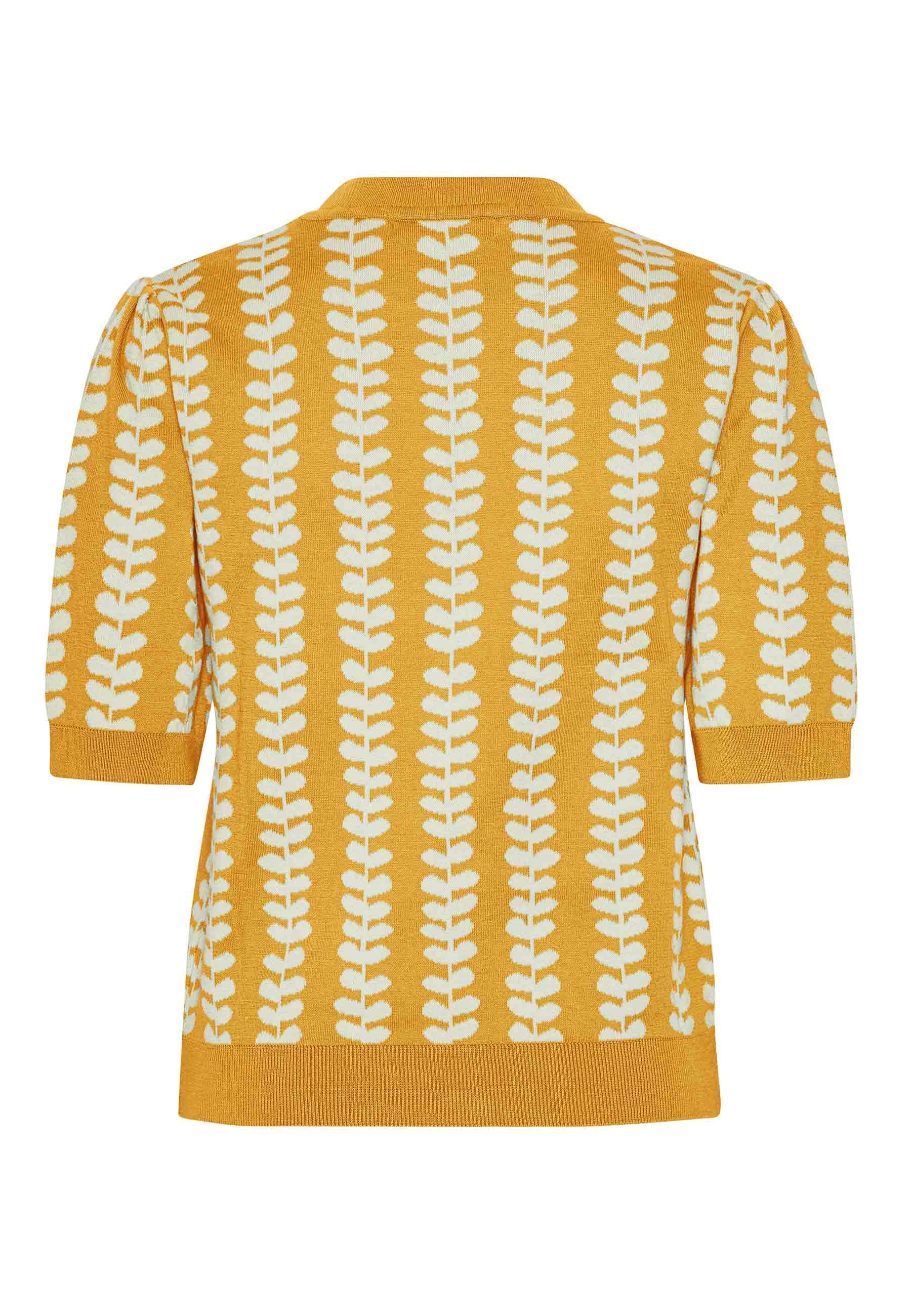 GROBUND Alva tee - den i gurkemeje med blade