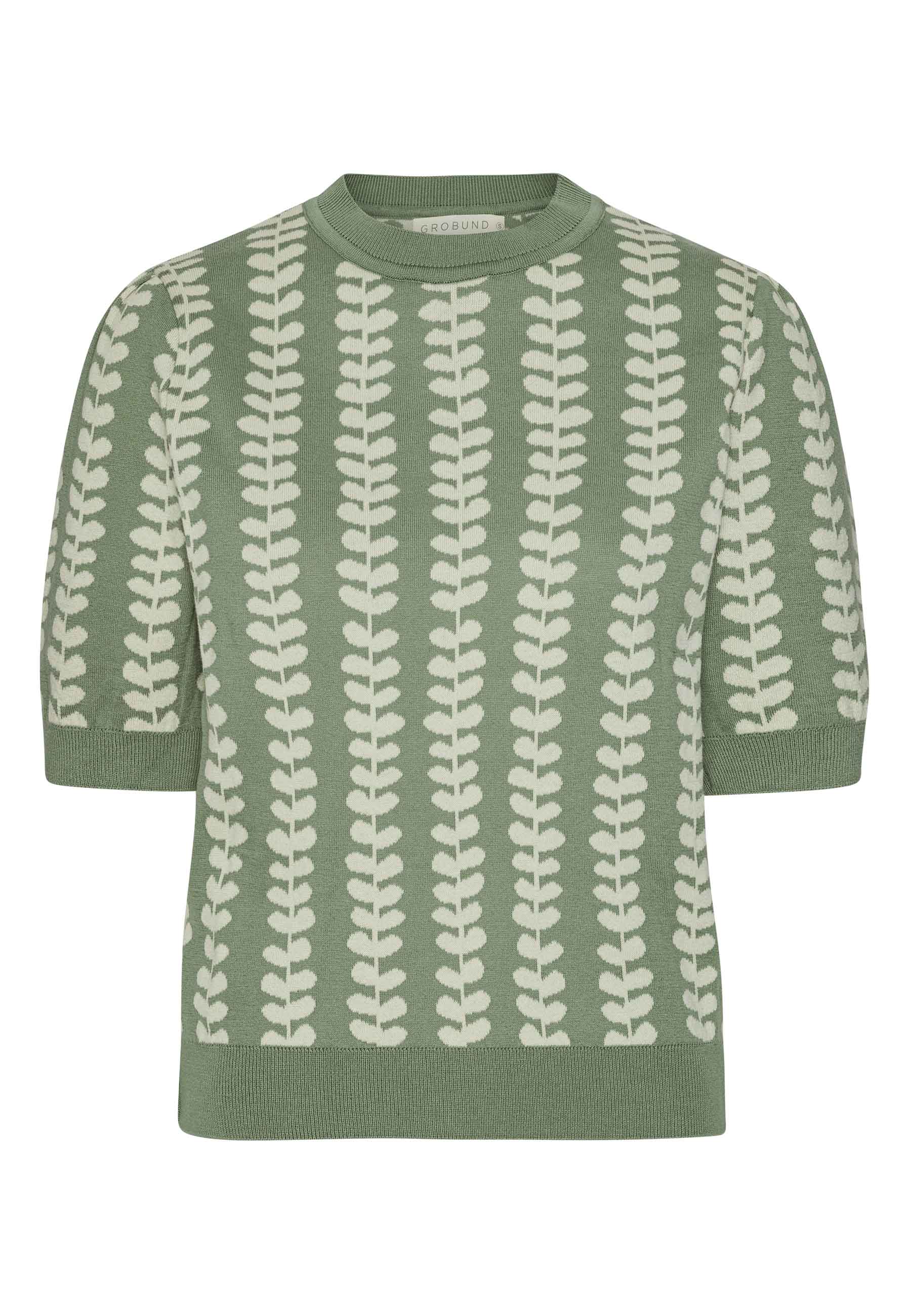 GROBUND Alva tee - den i salviegrøn med blade