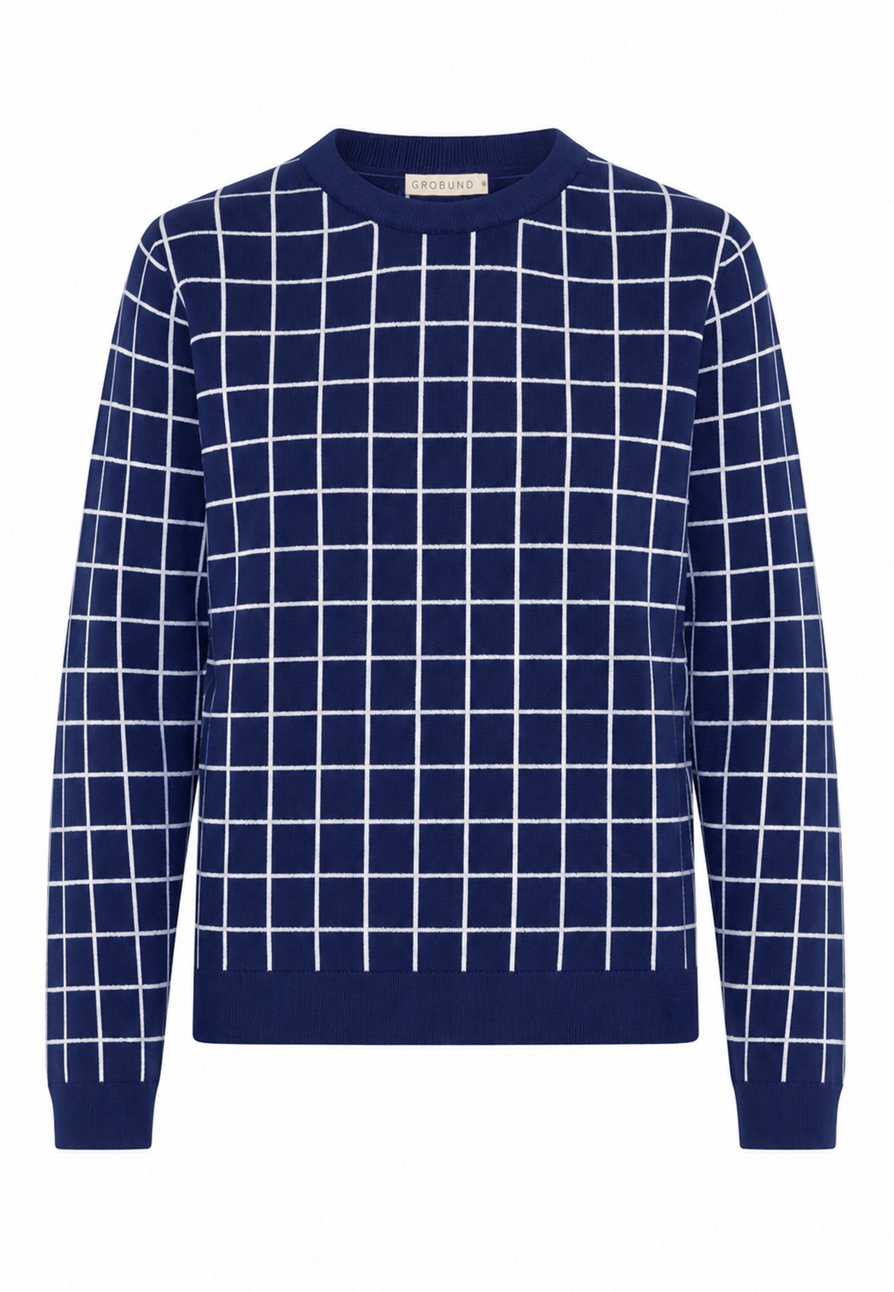 GROBUND Frida strik bluse - den med Grid Navy /White