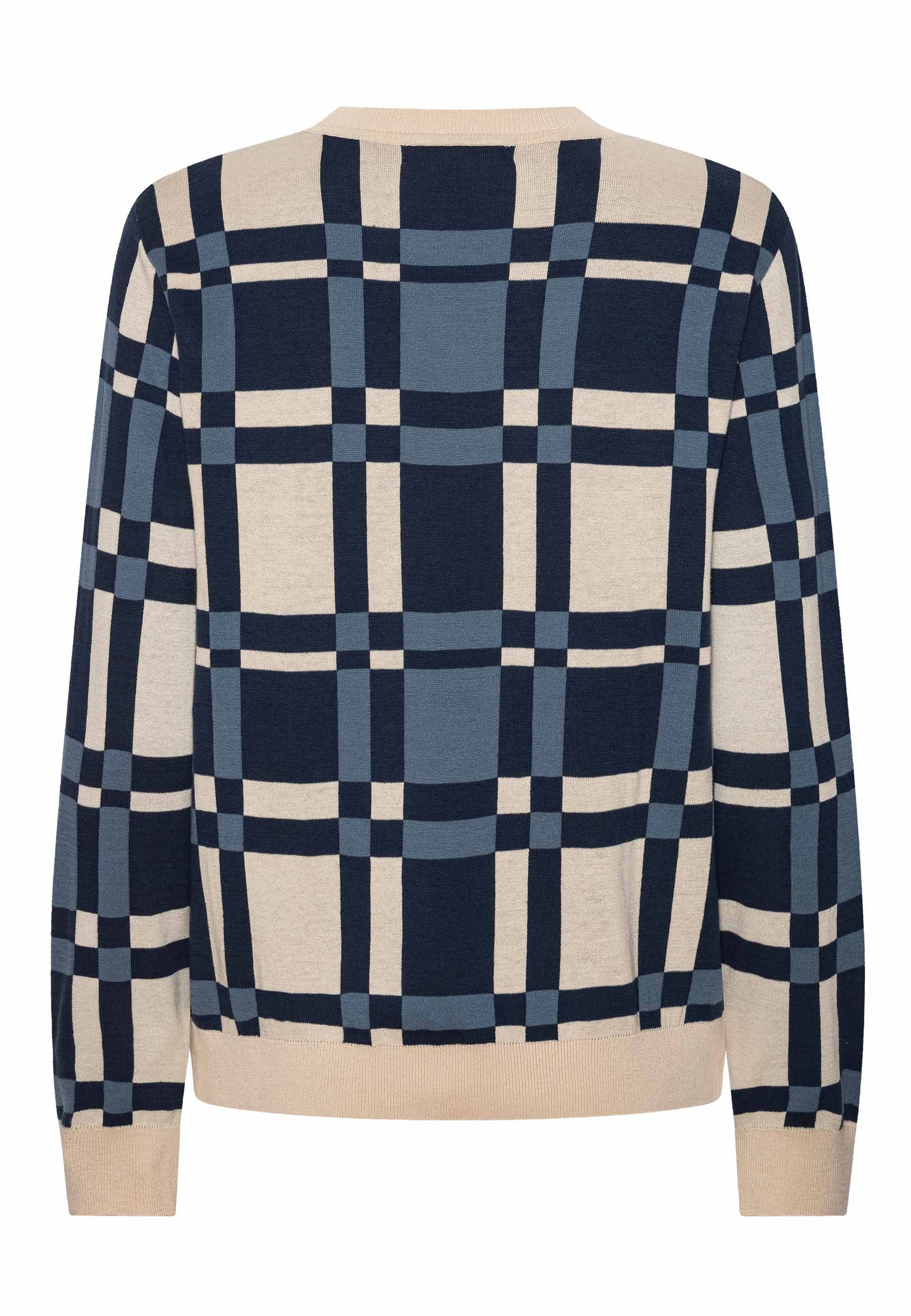 GROBUND Frida strik bluse - den med blå tern