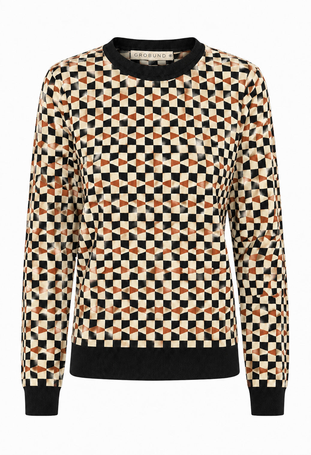 GROBUND Frida strik bluse - den med Ink and Earth sort