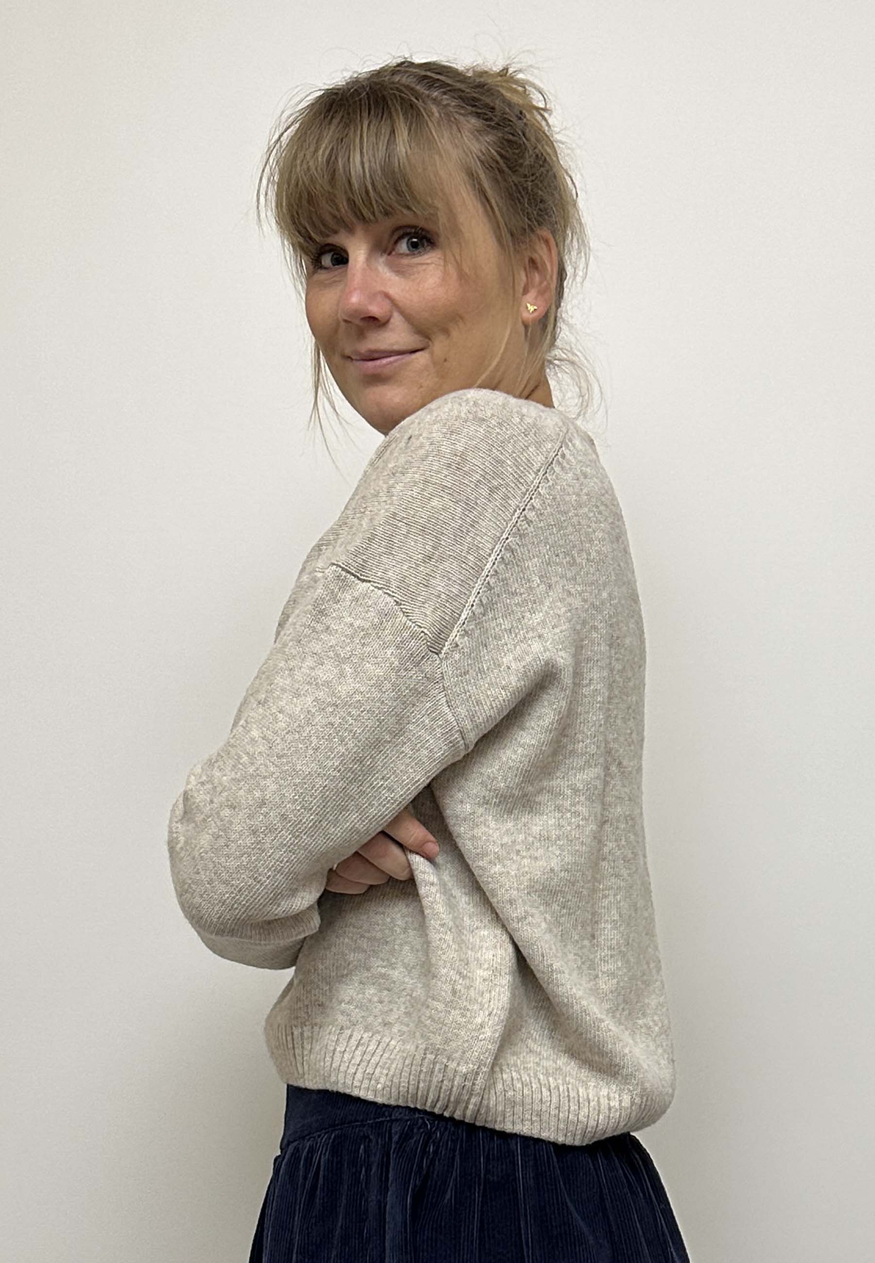 GROBUND Laura uld bluse - den i beige melange