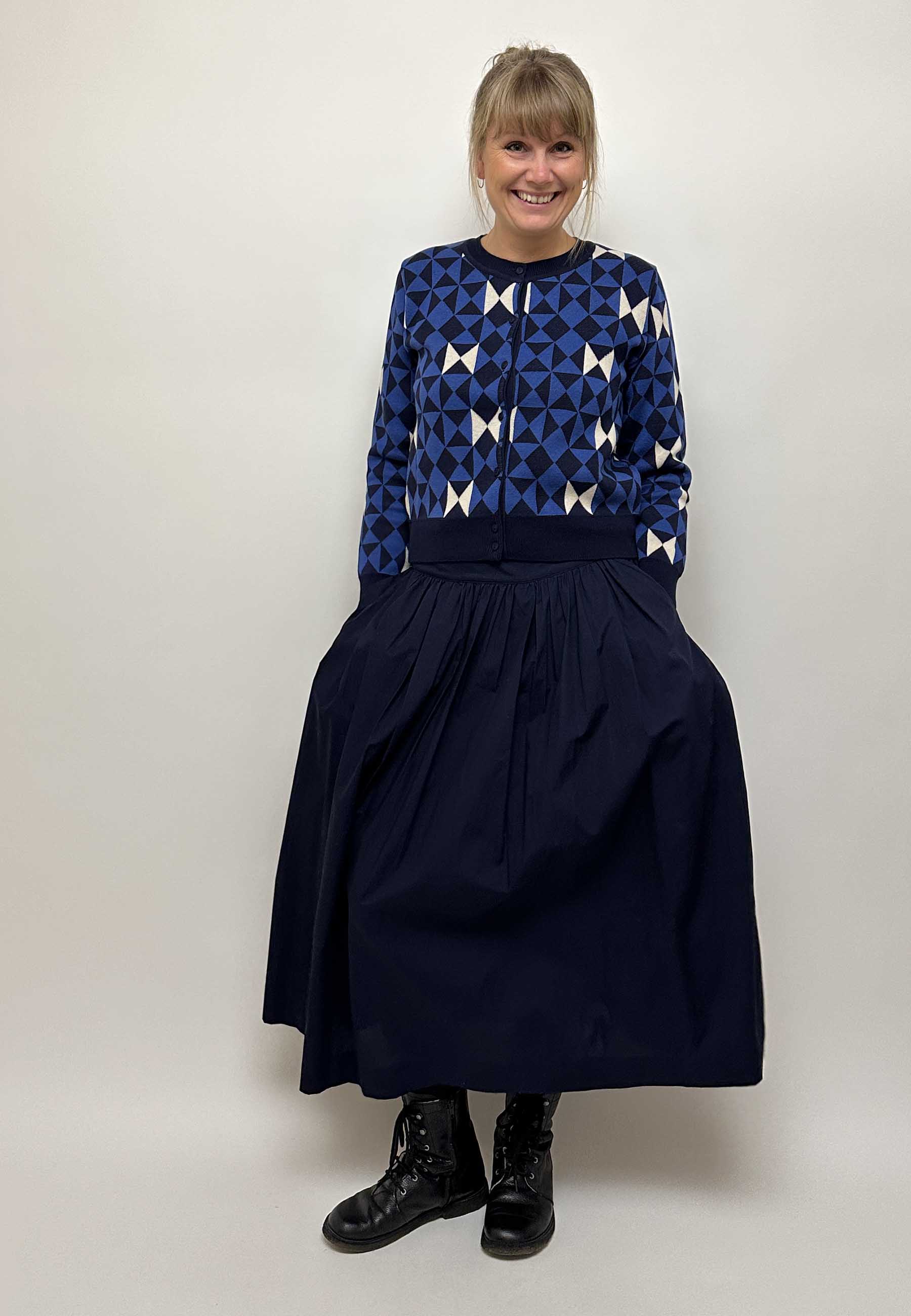 GROBUND Lydia cardigan - Bow Quilt blue