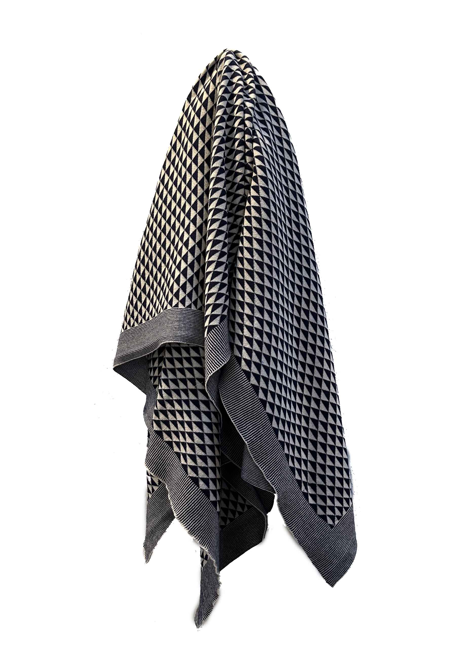 GROBUND Lotte strik tørklæde - det med trekanter i navy blå