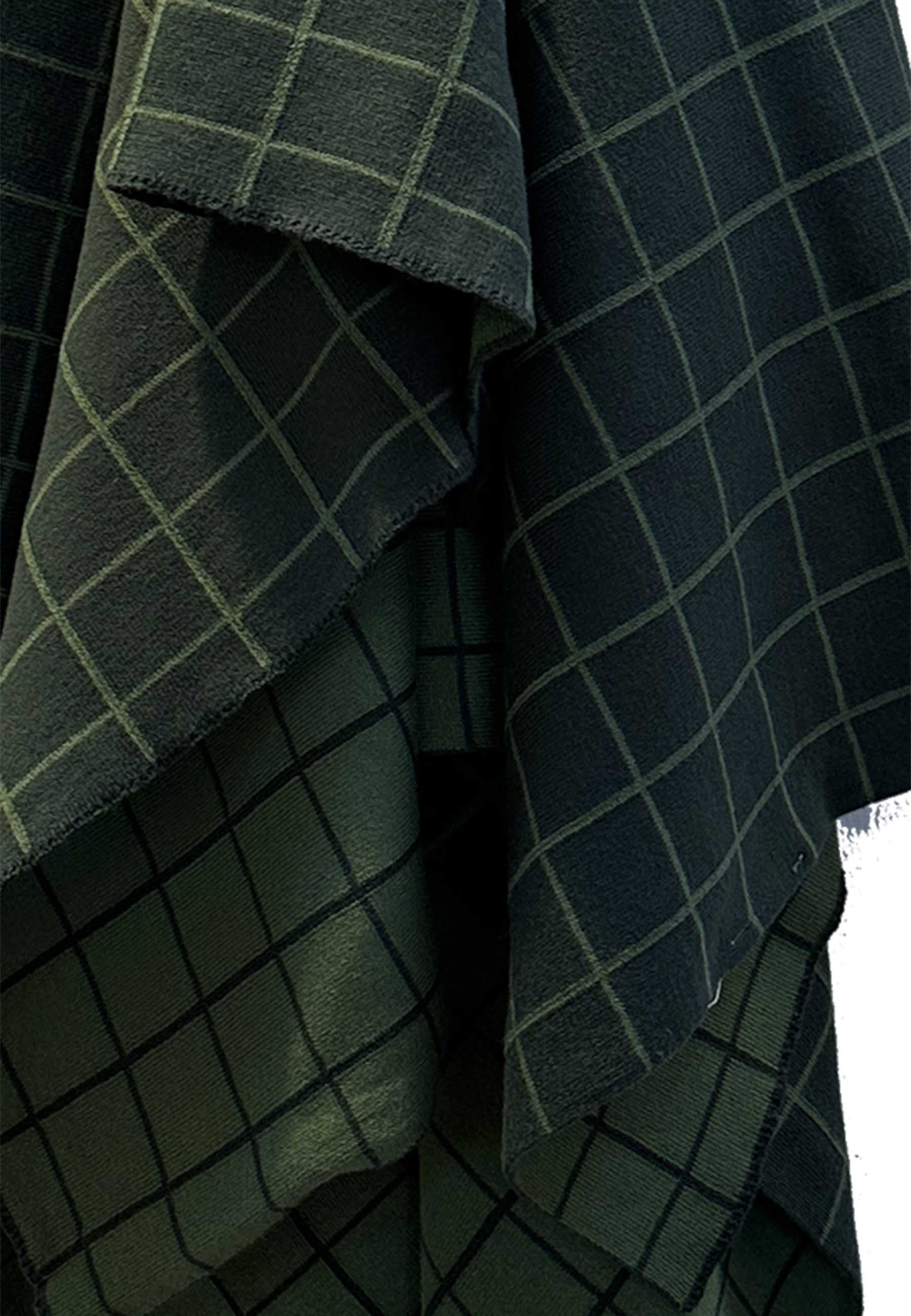 GROBUND Lotte strik tørklæde - med grønt grid