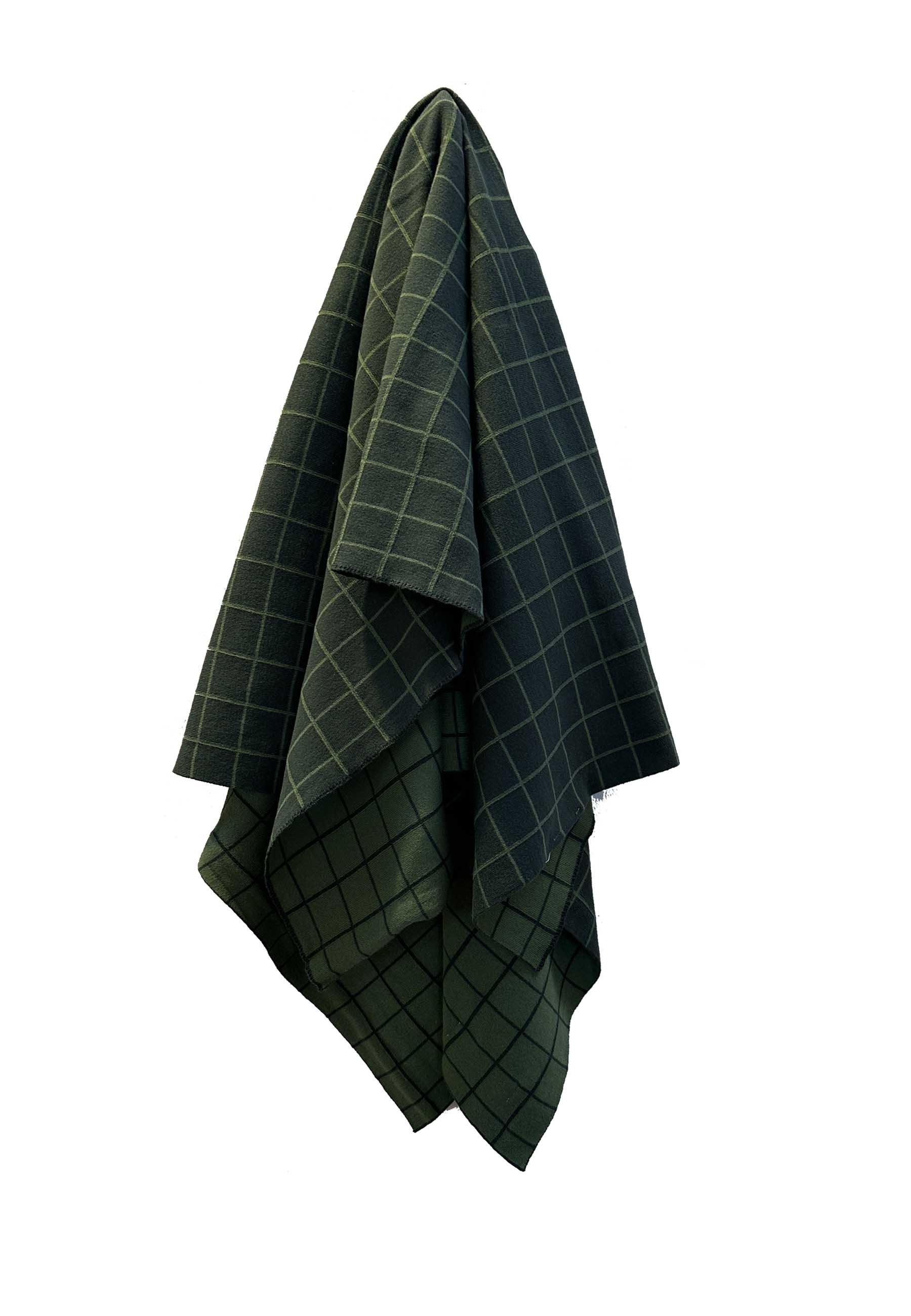 GROBUND Lotte strik tørklæde - med grønt grid