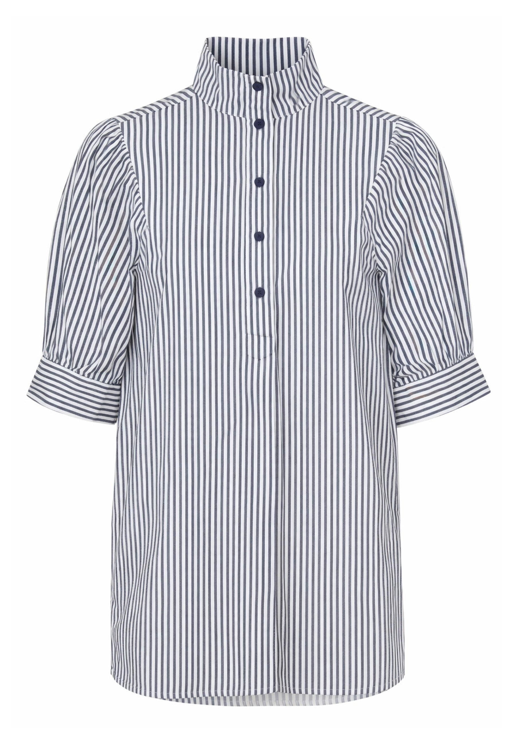 GROBUND Flora skjorte - den med korte ærmer med navy striber