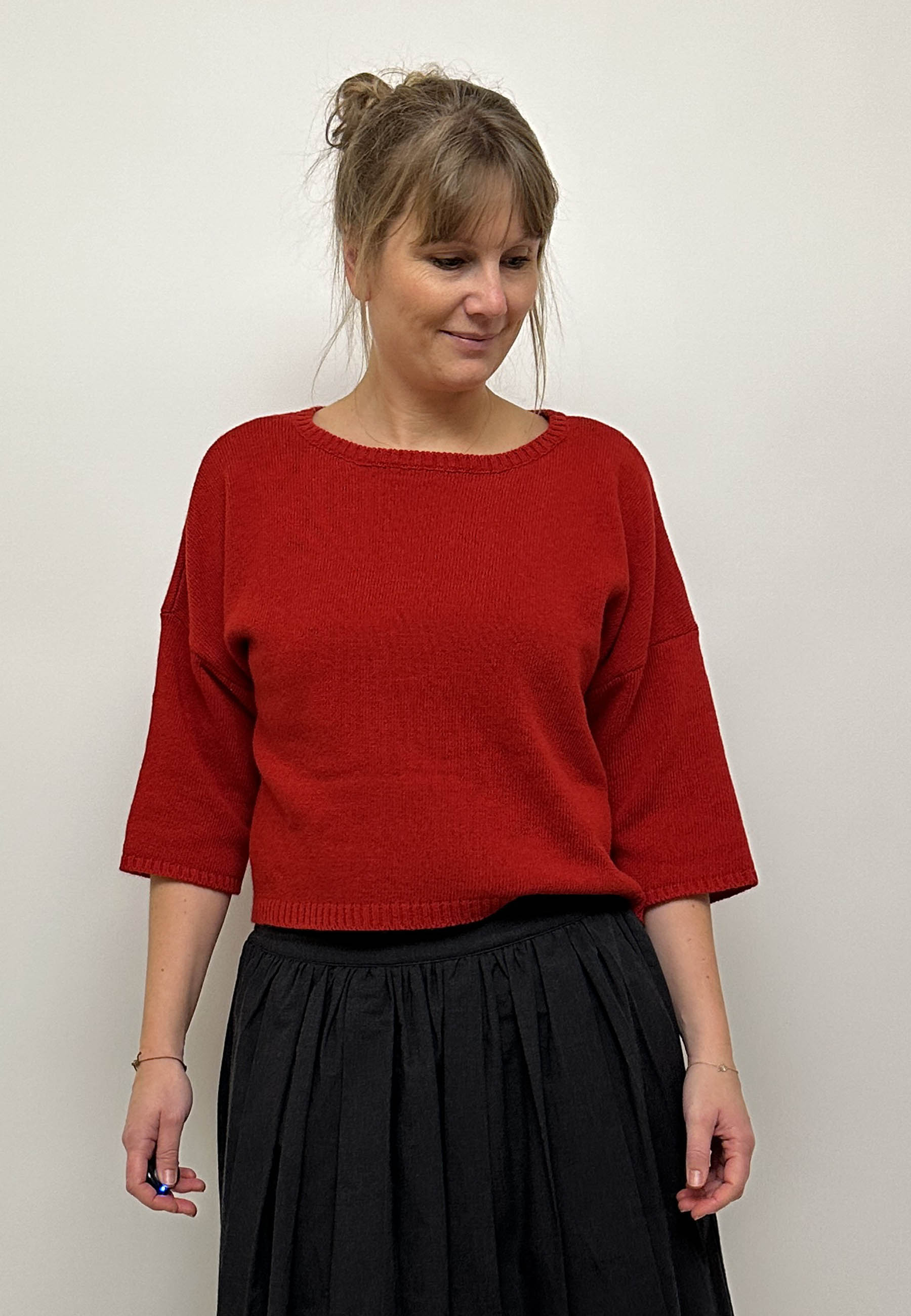 GROBUND Noël uld tee - julerød