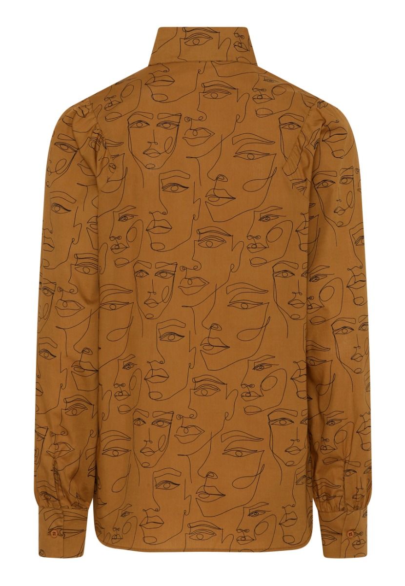 GROBUND Sonja skjorten - den med høj krave i cognac