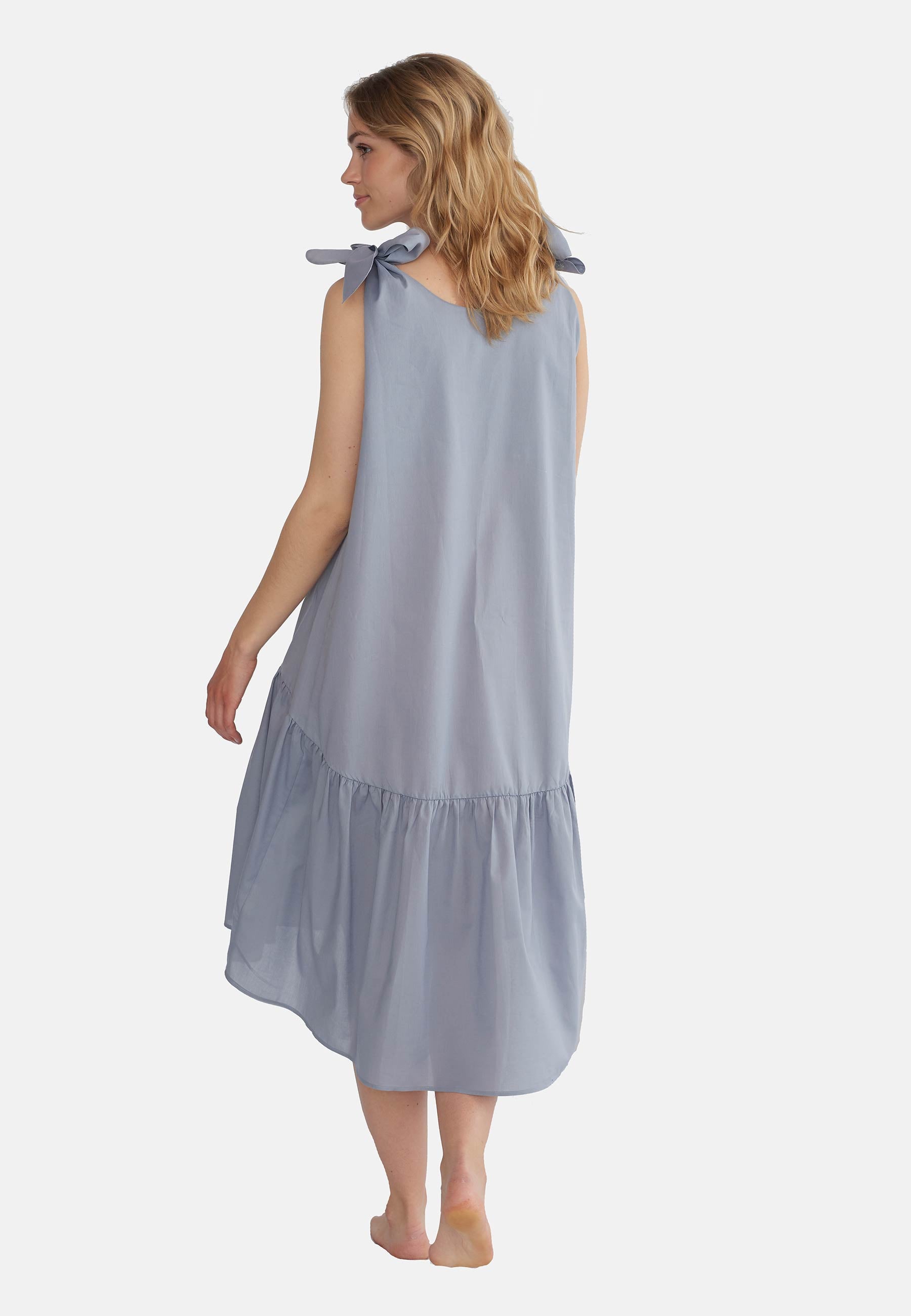 GROBUND Dagmar kjolen - den boheme med sløjfer i himmelgrå