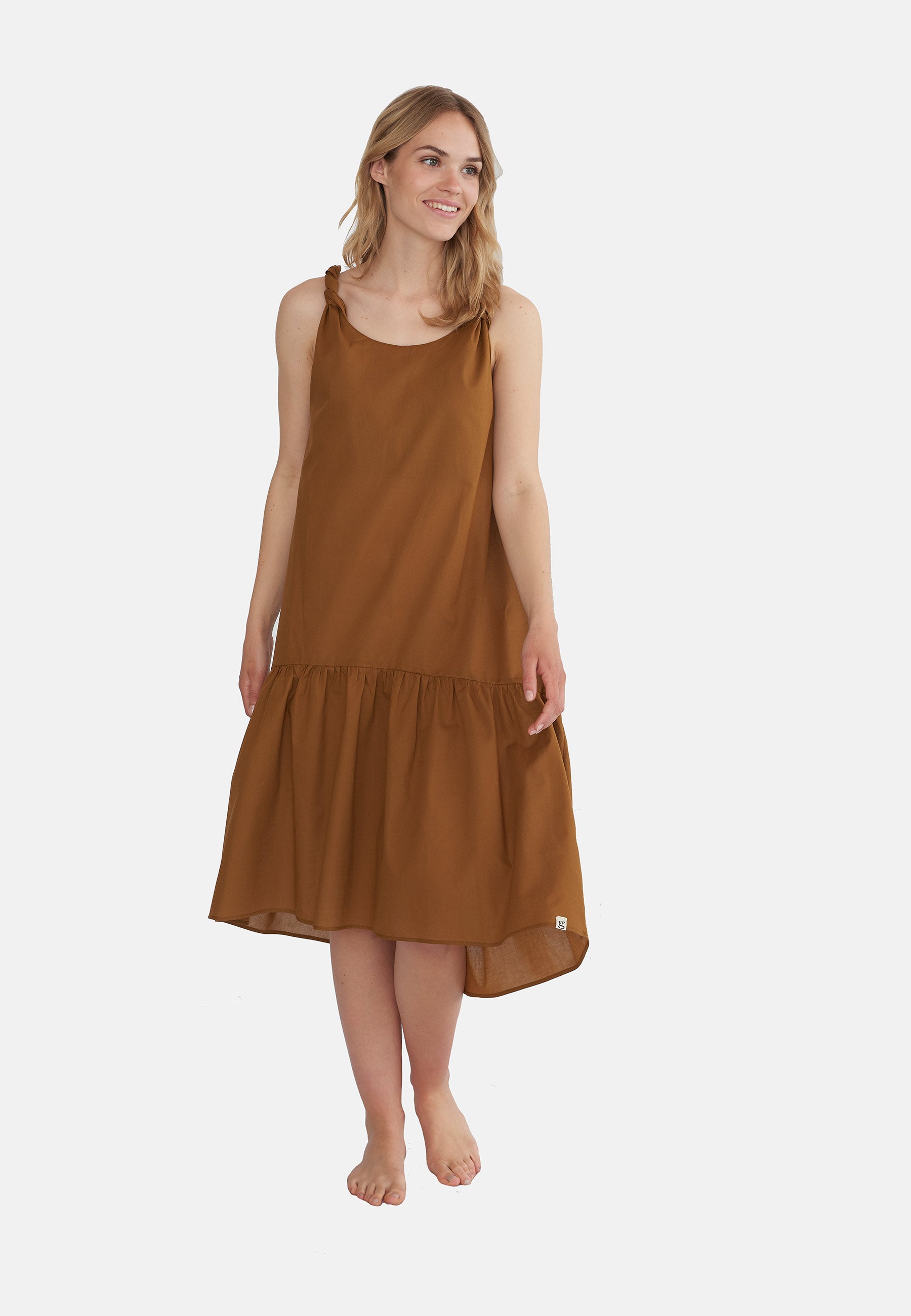 GROBUND Dagmar kjolen - den boheme med sløjfer i kanel