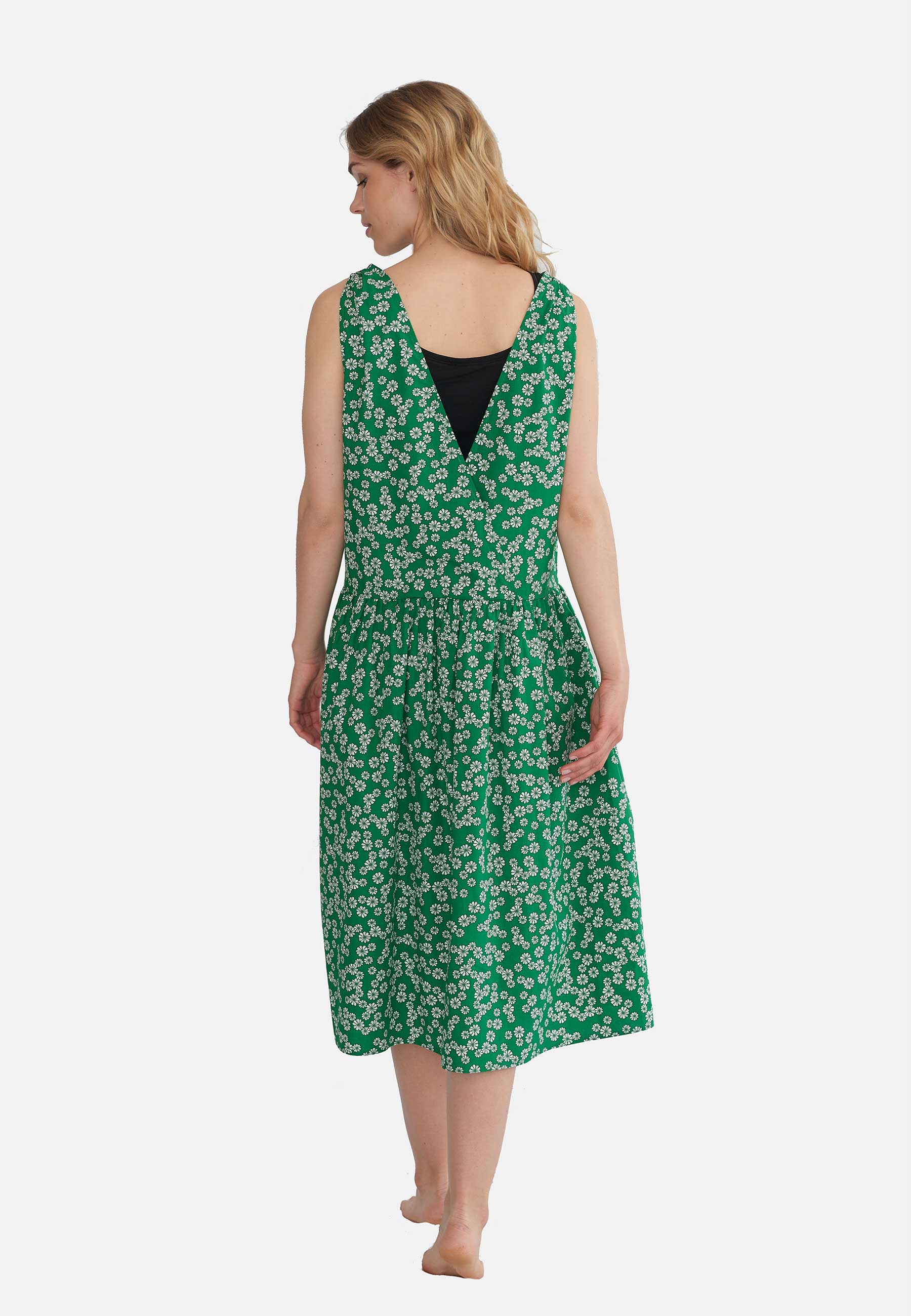 GROBUND Vilma kjolen - den vendbare i grøn med blomster