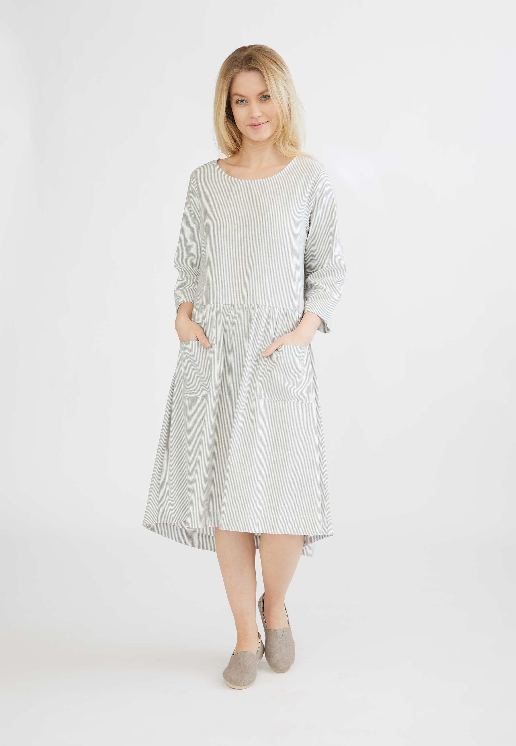 GROBUND Nuka kjolen - den med striber i hør og bomuld