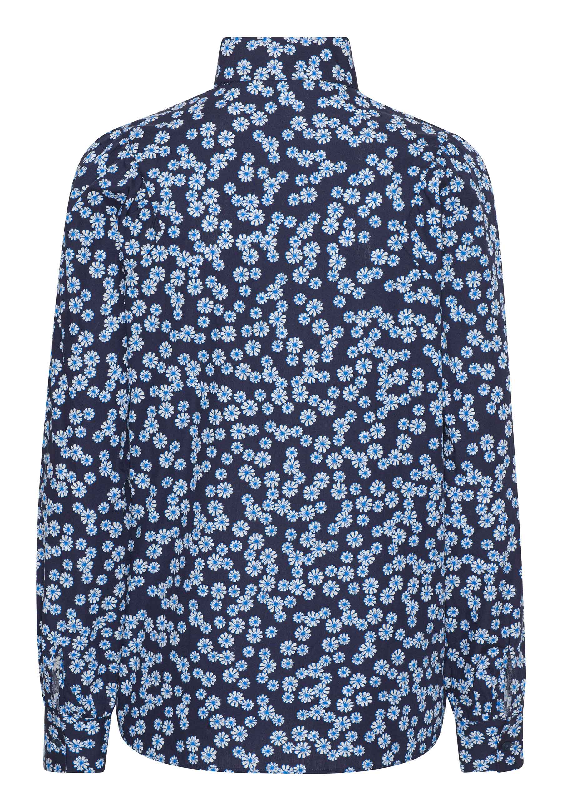 GROBUND Sonja skjorten - den med høj krave i blå med blomster